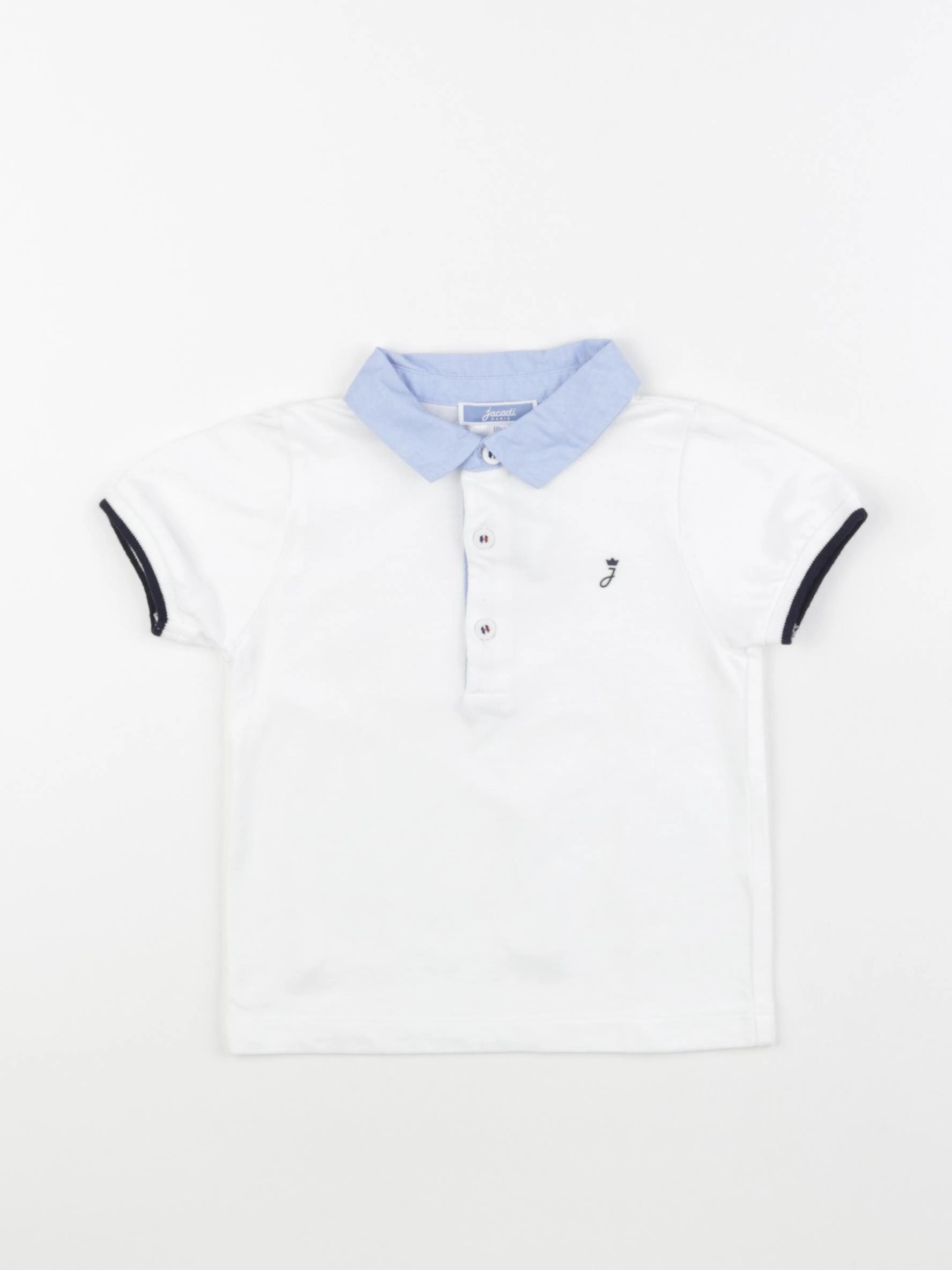 Jacadi - polo blanc, bleu - 18 mois