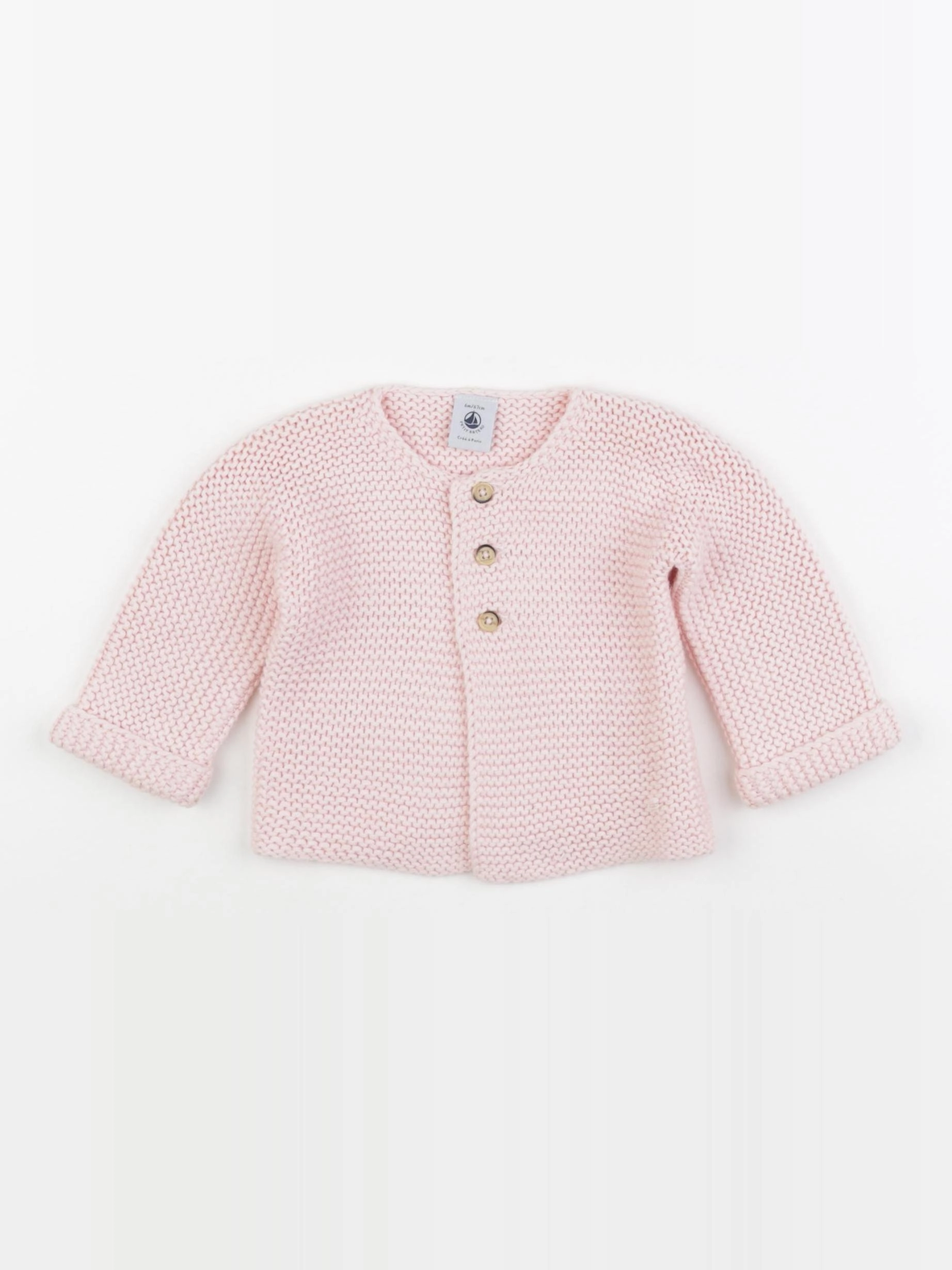 Petit Bateau - gilet rose - 6 mois