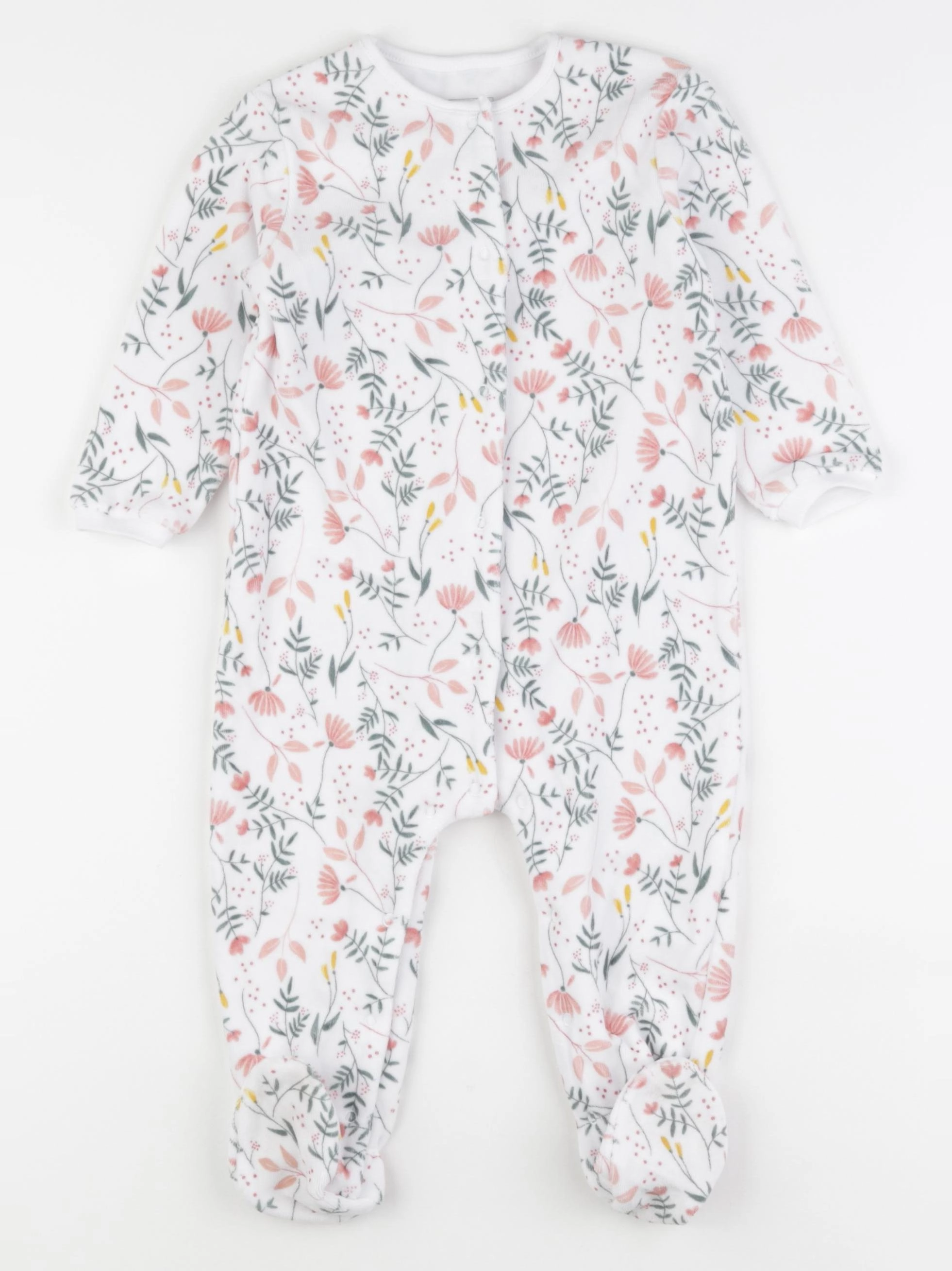 Carrément Beau - pyjama velours rose, blanc - 18 mois