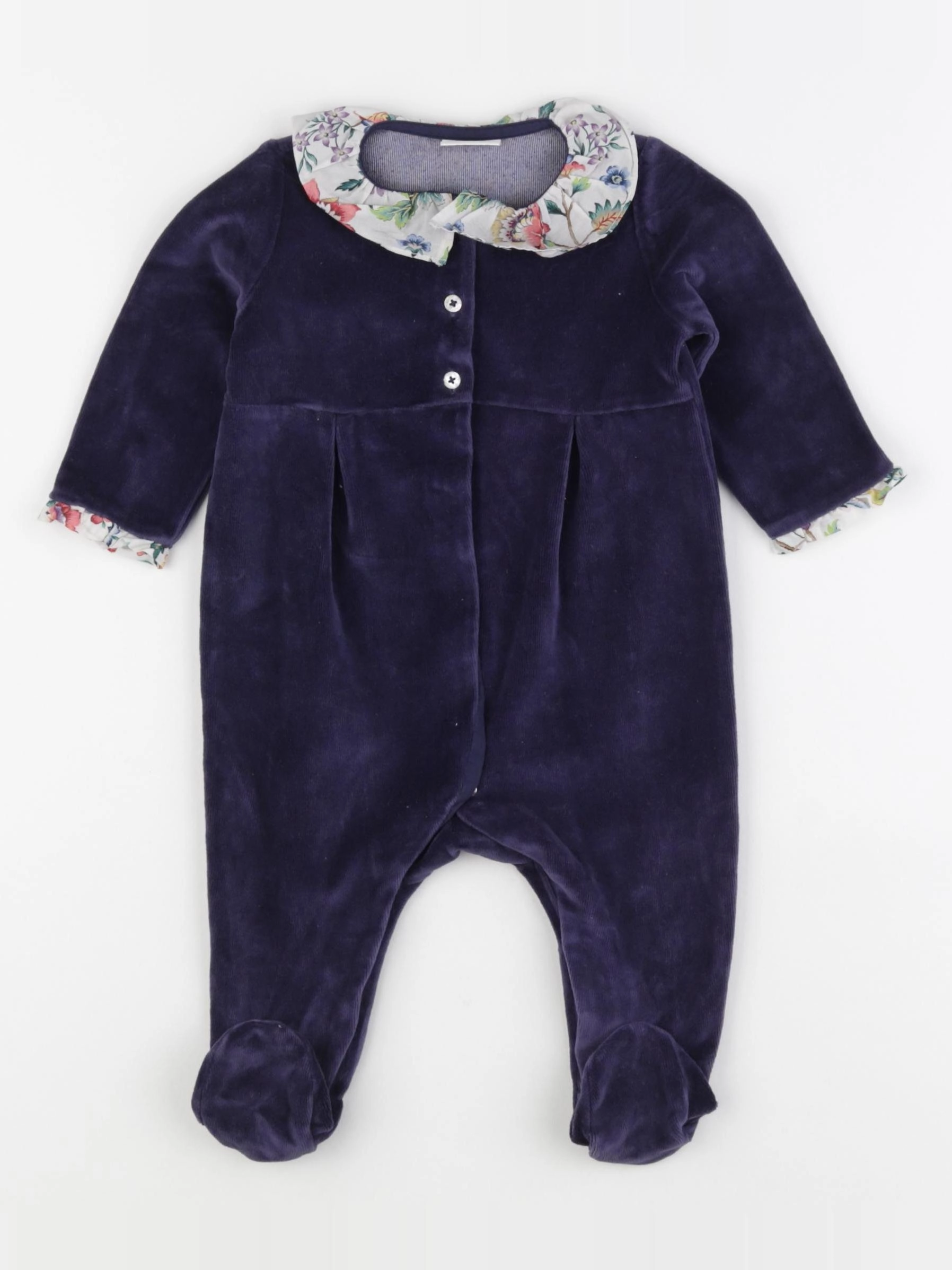 Natalys - pyjama velours bleu - 6 mois