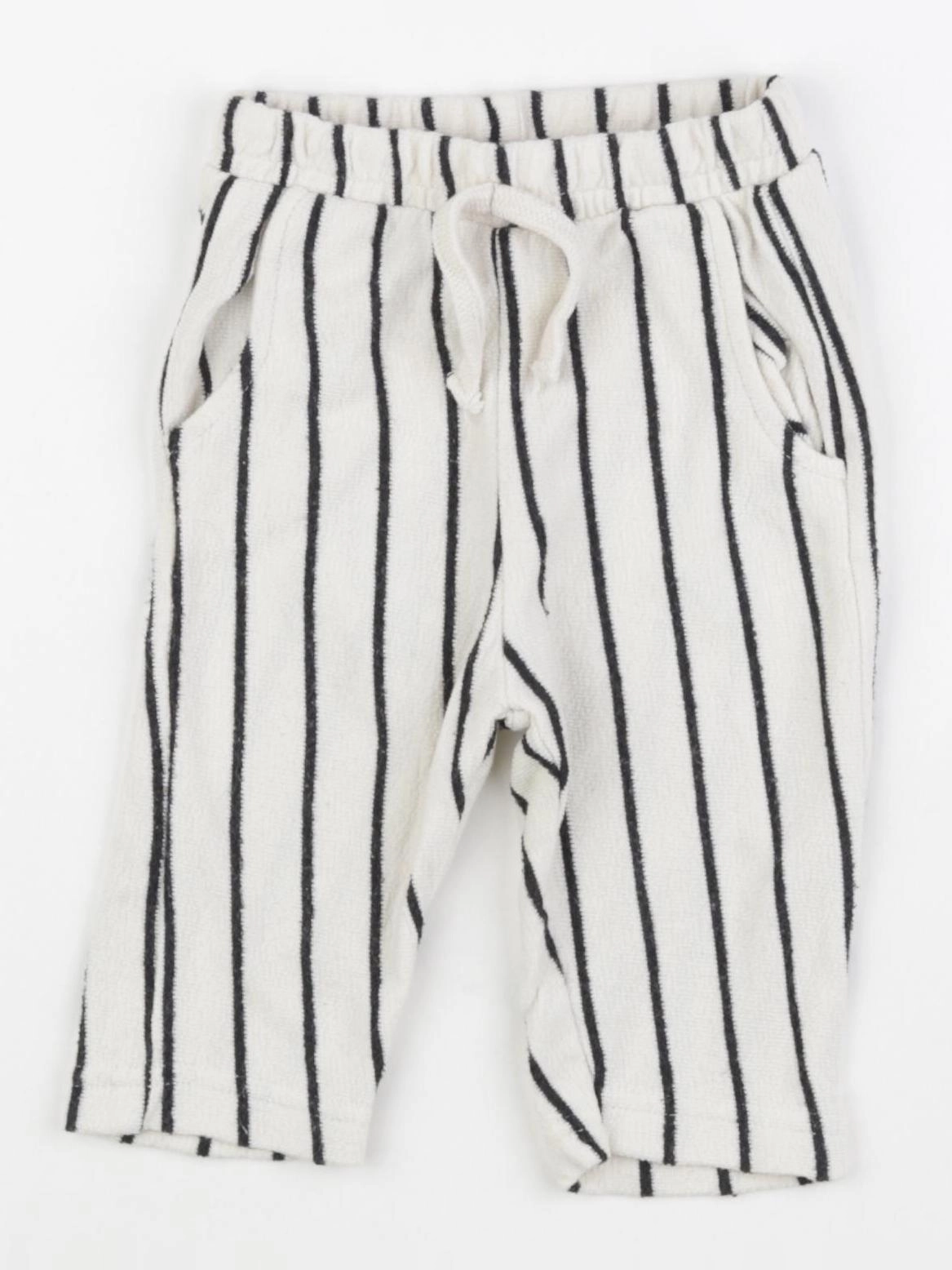 Zara - pantalon blanc, noir - 6/9 mois