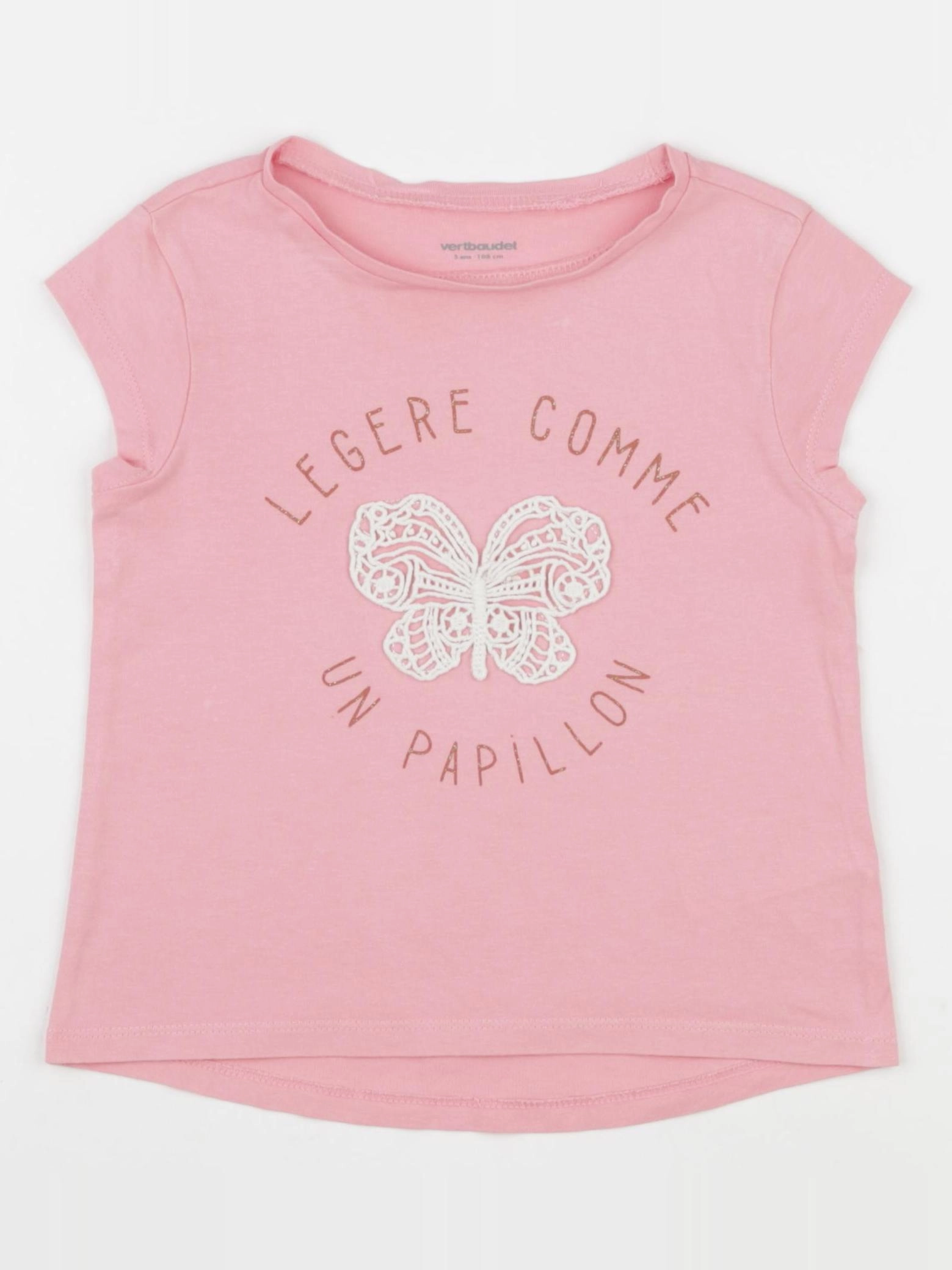 Vertbaudet - tee-shirt rose - 5 ans