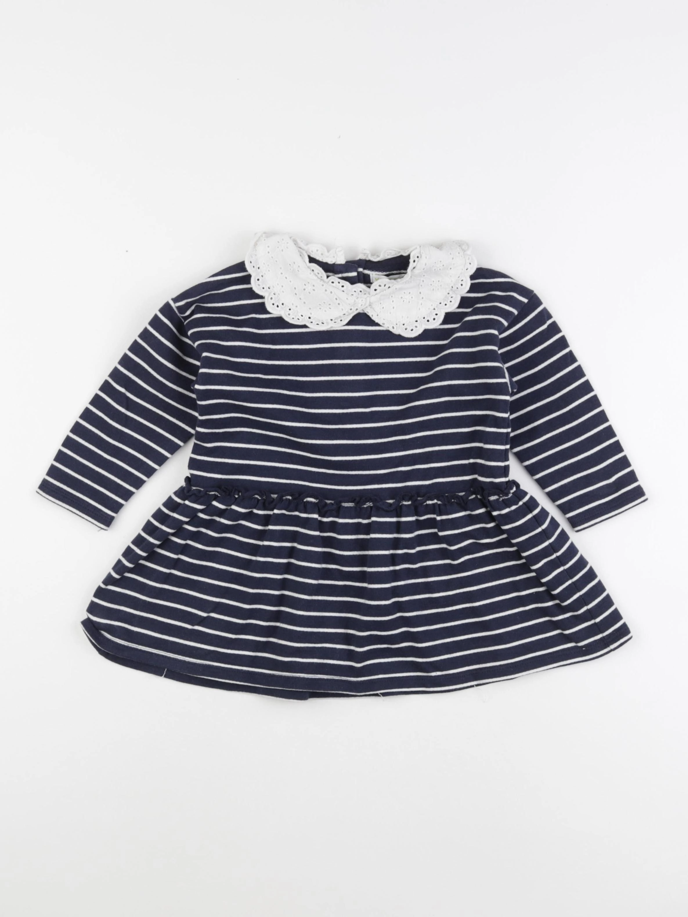 Vertbaudet - robe blanc, bleu - 2 ans