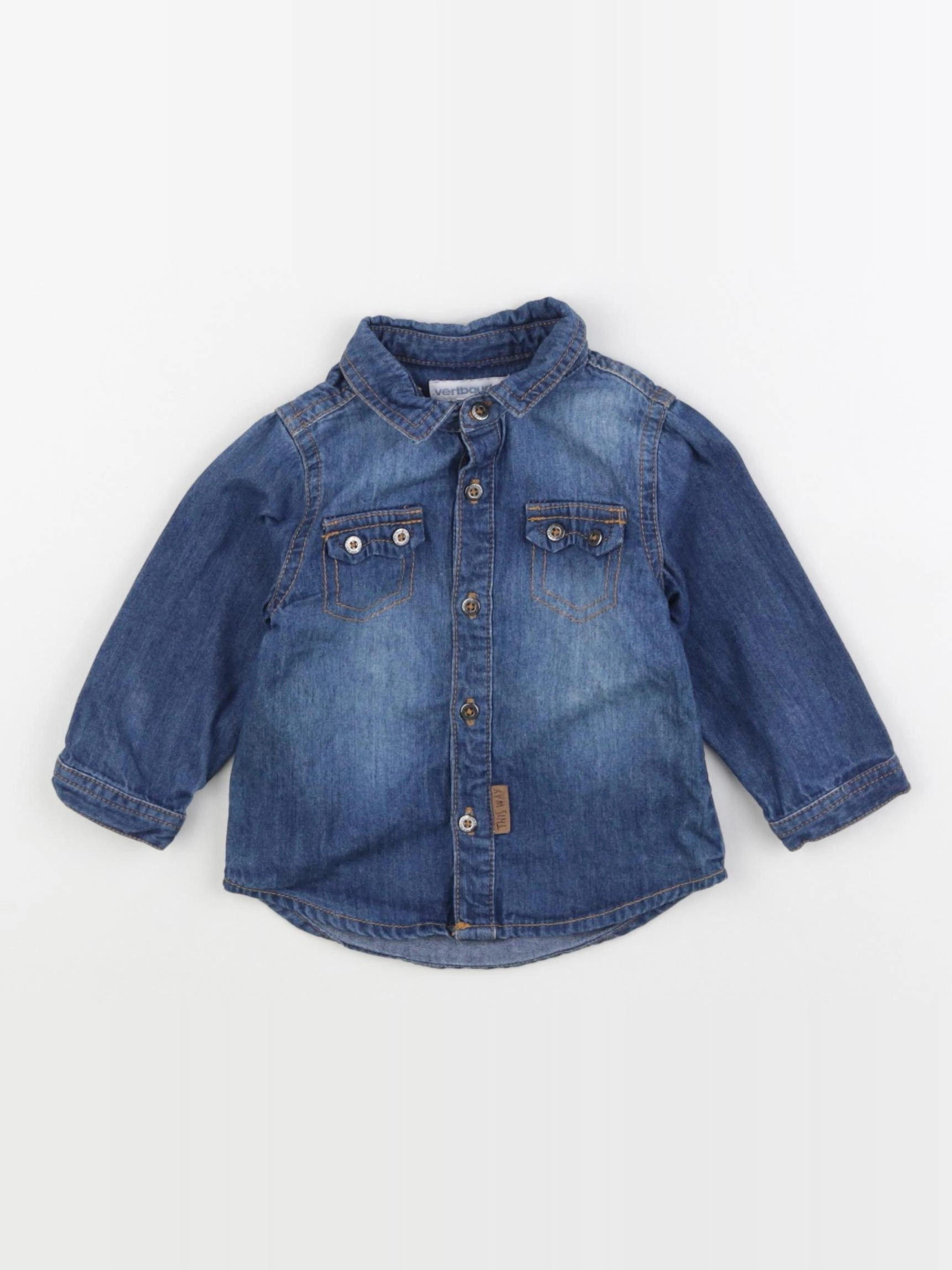 Vertbaudet - chemise bleu - 6 mois