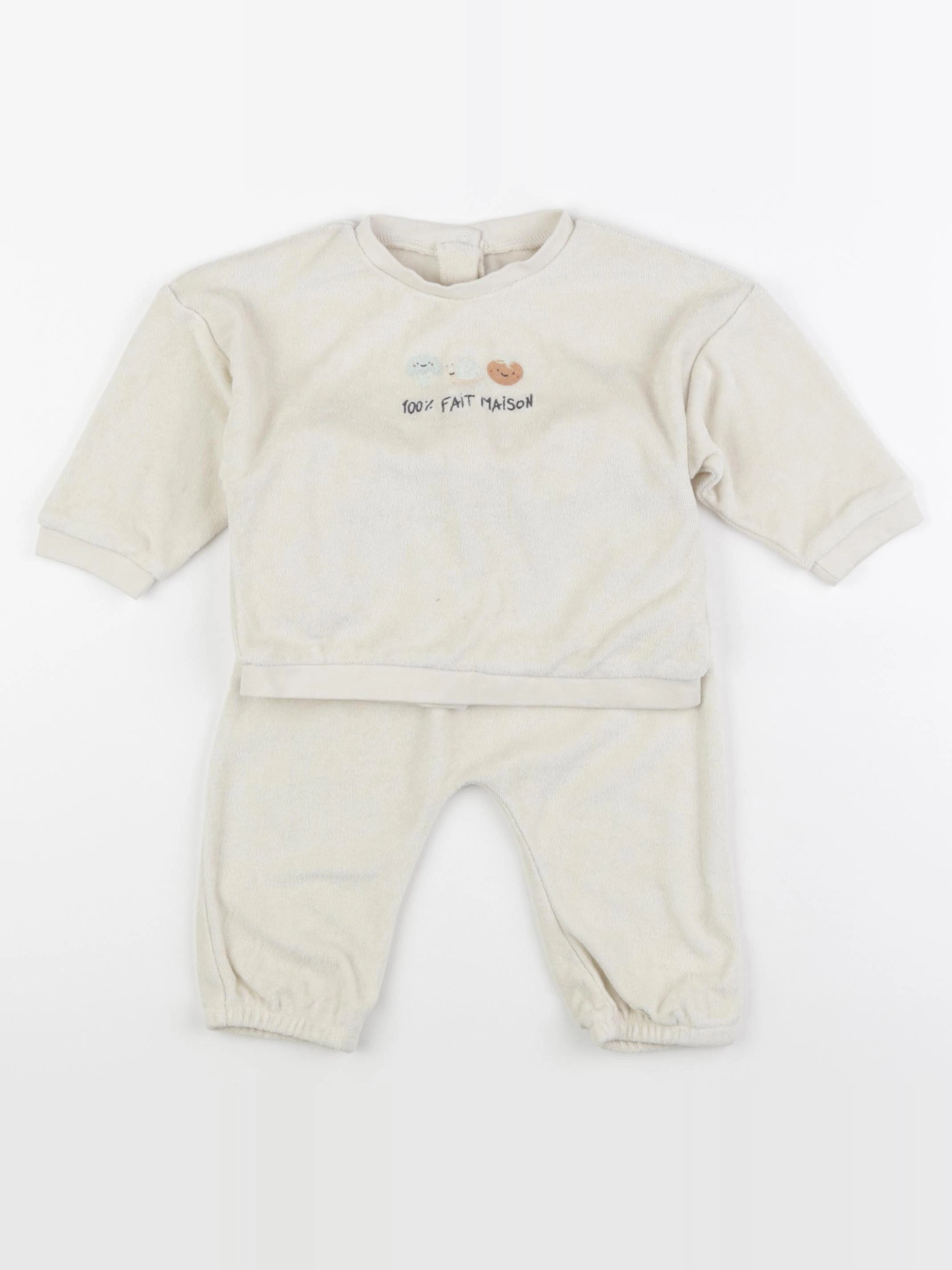 Vertbaudet - ensemble beige - 12 mois