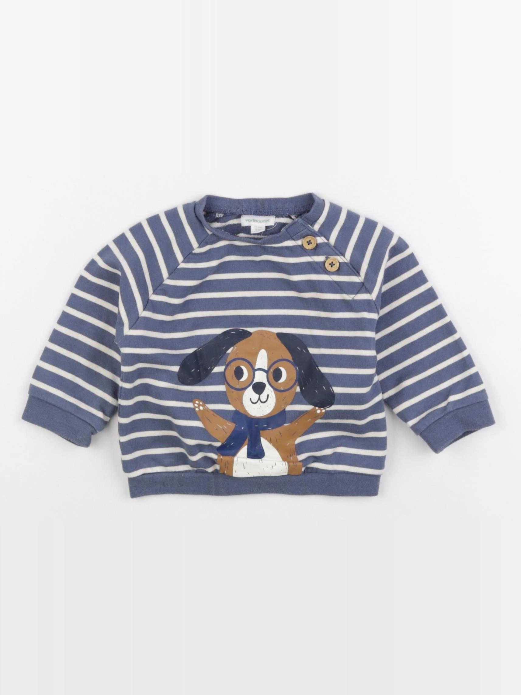 Vertbaudet - sweat bleu - 9 mois