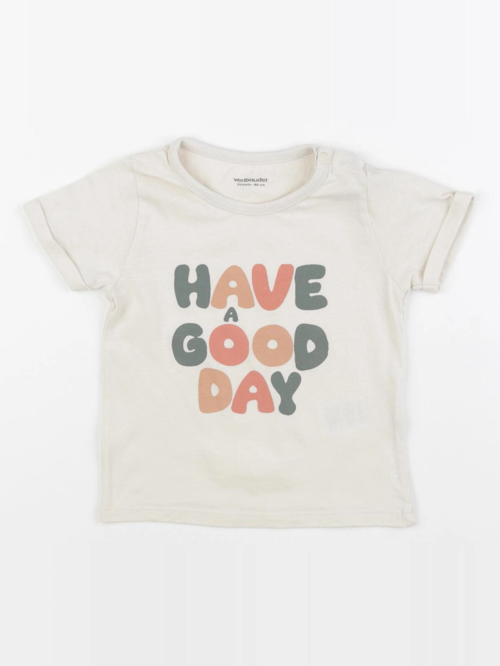 Vertbaudet - tee-shirt beige - 24 mois