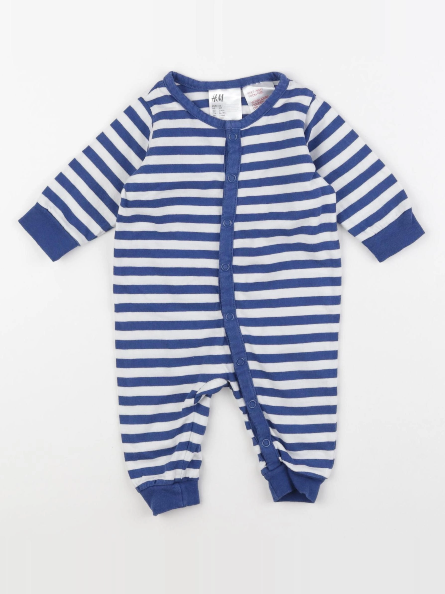 H&M - pyjama coton bleu - 3 mois