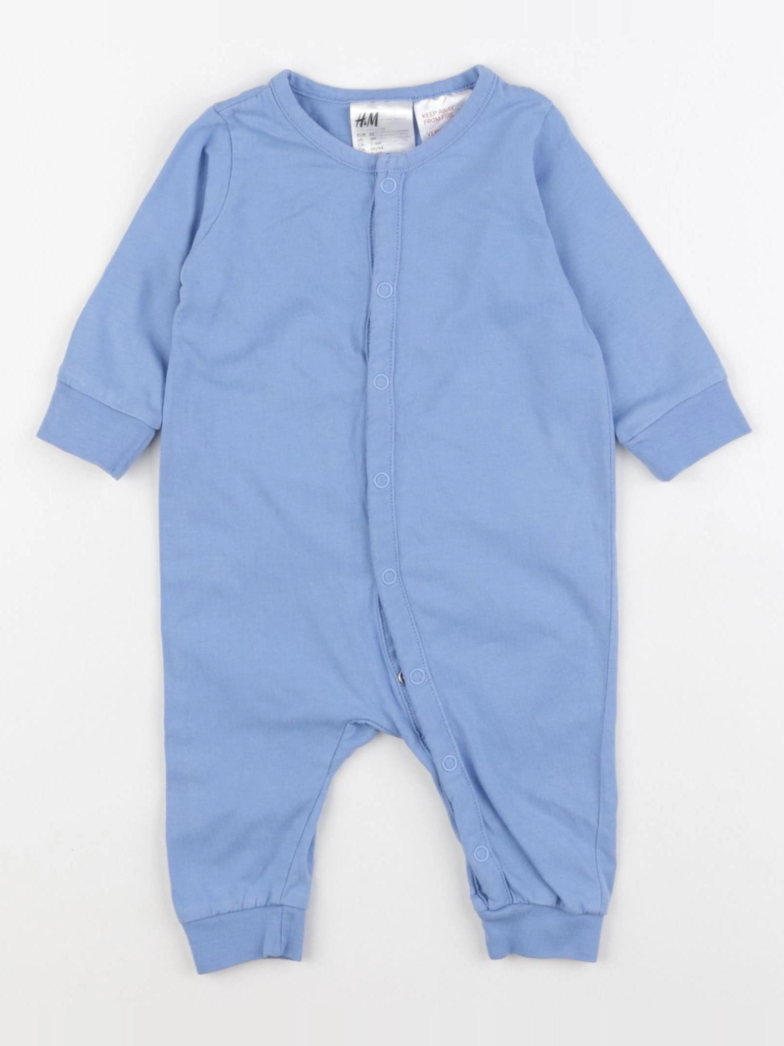 H&M - pyjama coton bleu - 3 mois
