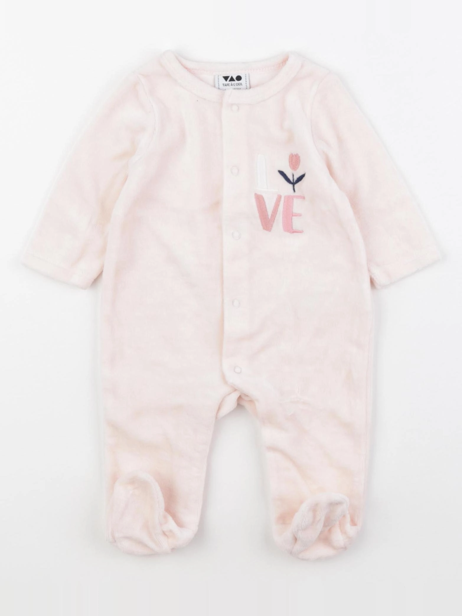 Tape à l'oeil - pyjama velours rose - 3 mois