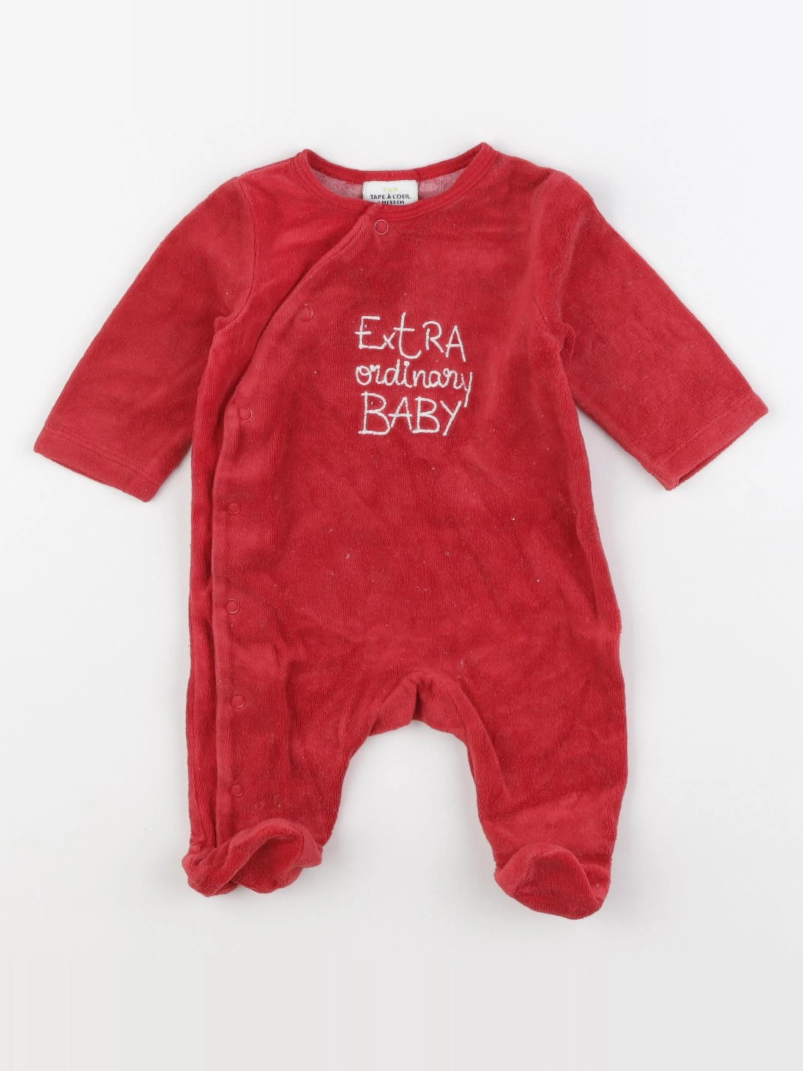 Tape à l'oeil - pyjama velours rouge - 1 mois