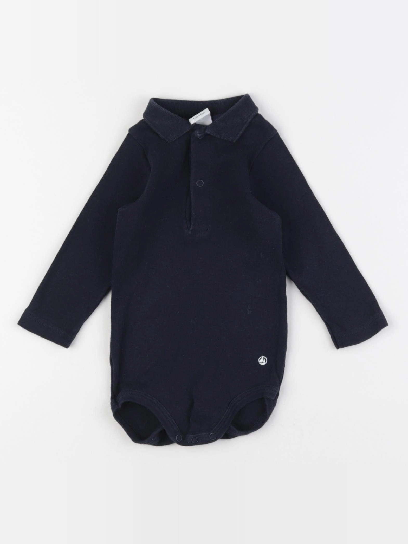 Petit Bateau - body à col bleu - 6 mois