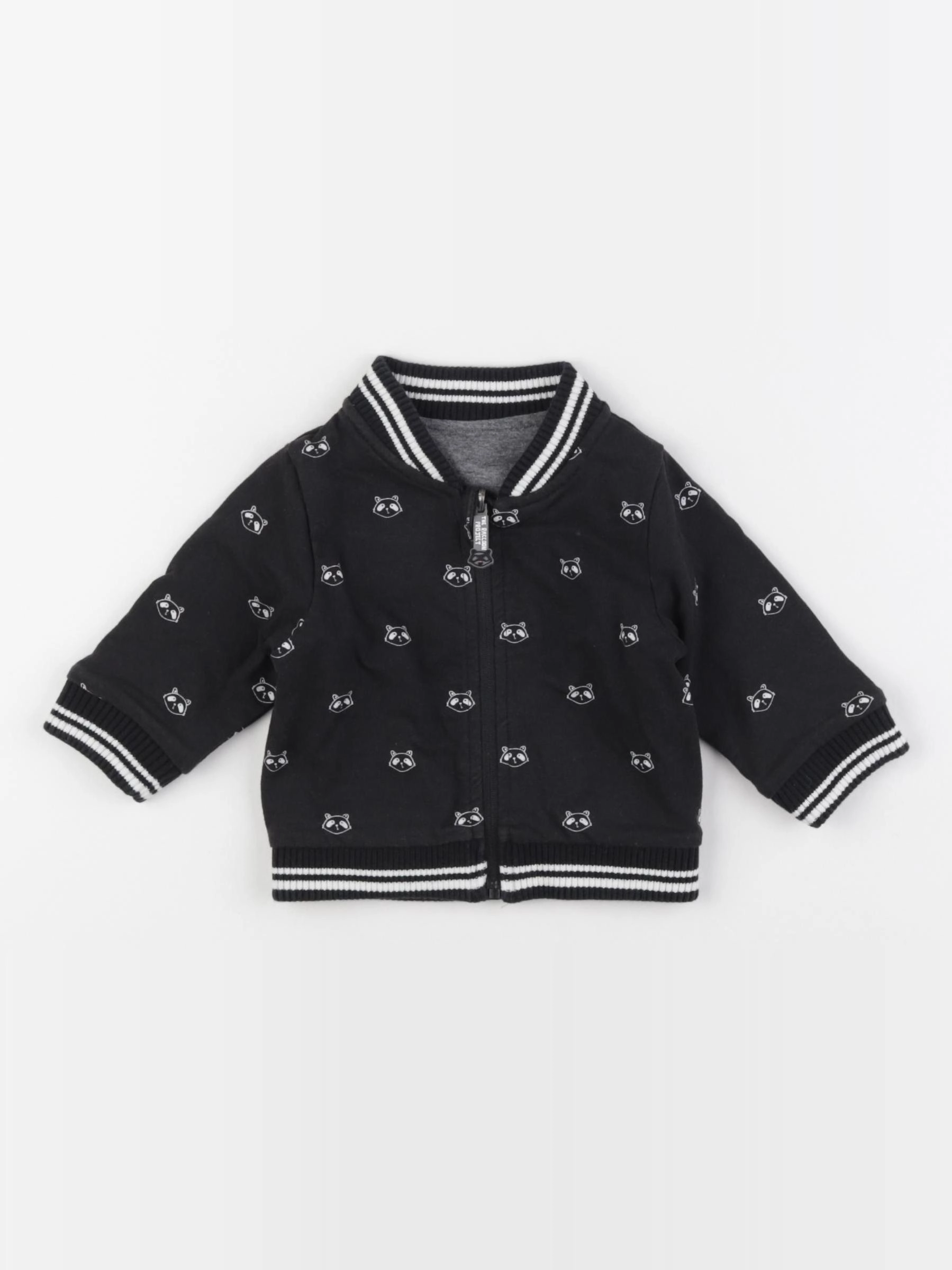 Vertbaudet - sweat réversible gris, noir - 3 mois