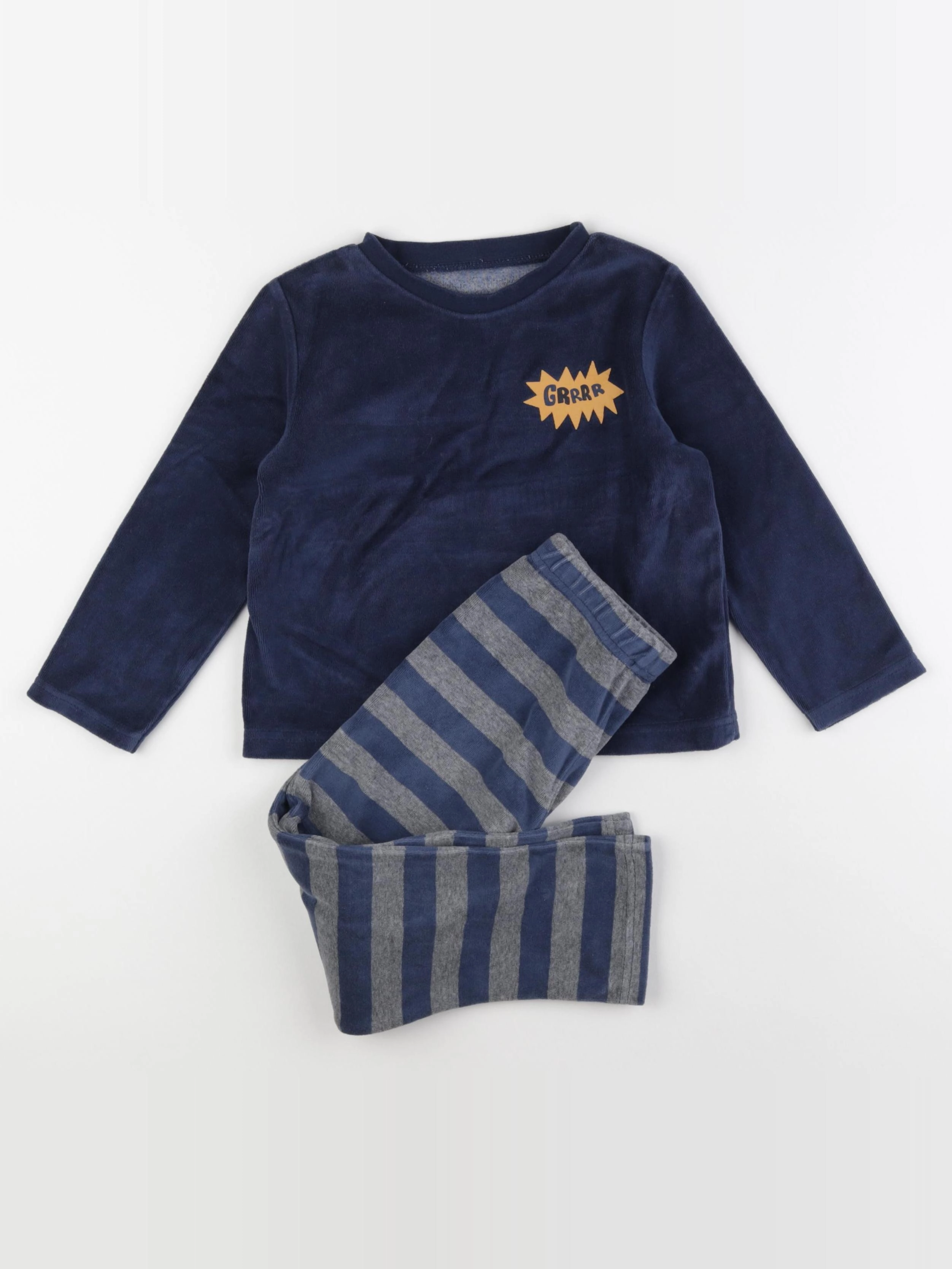 Vertbaudet - pyjama velours bleu - 4 ans
