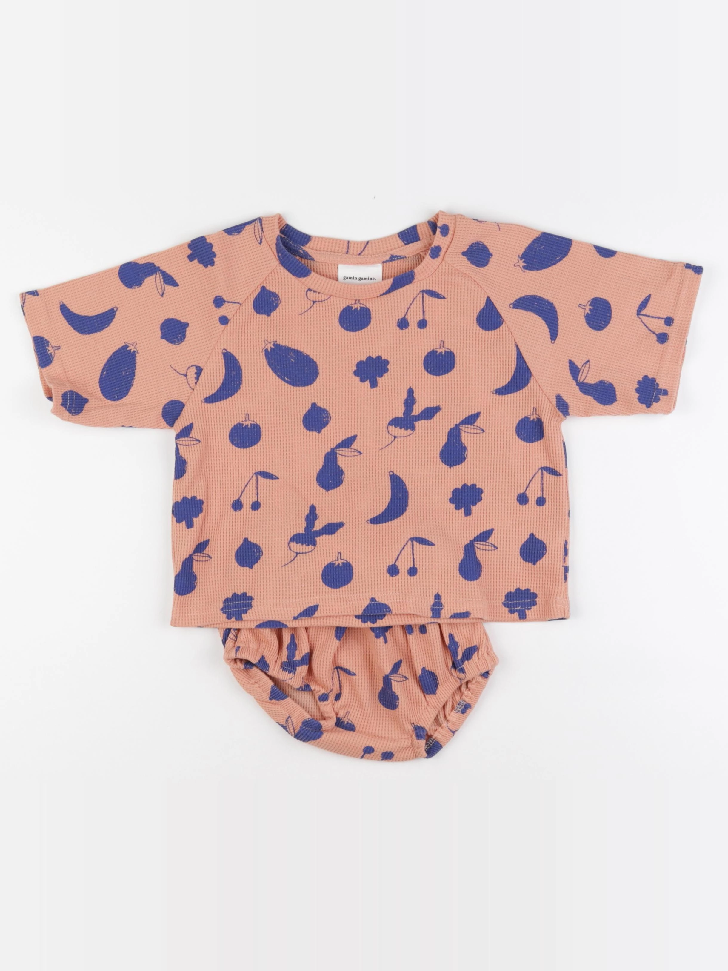 Gamin gamine - ensemble rose, bleu - 12/18 mois