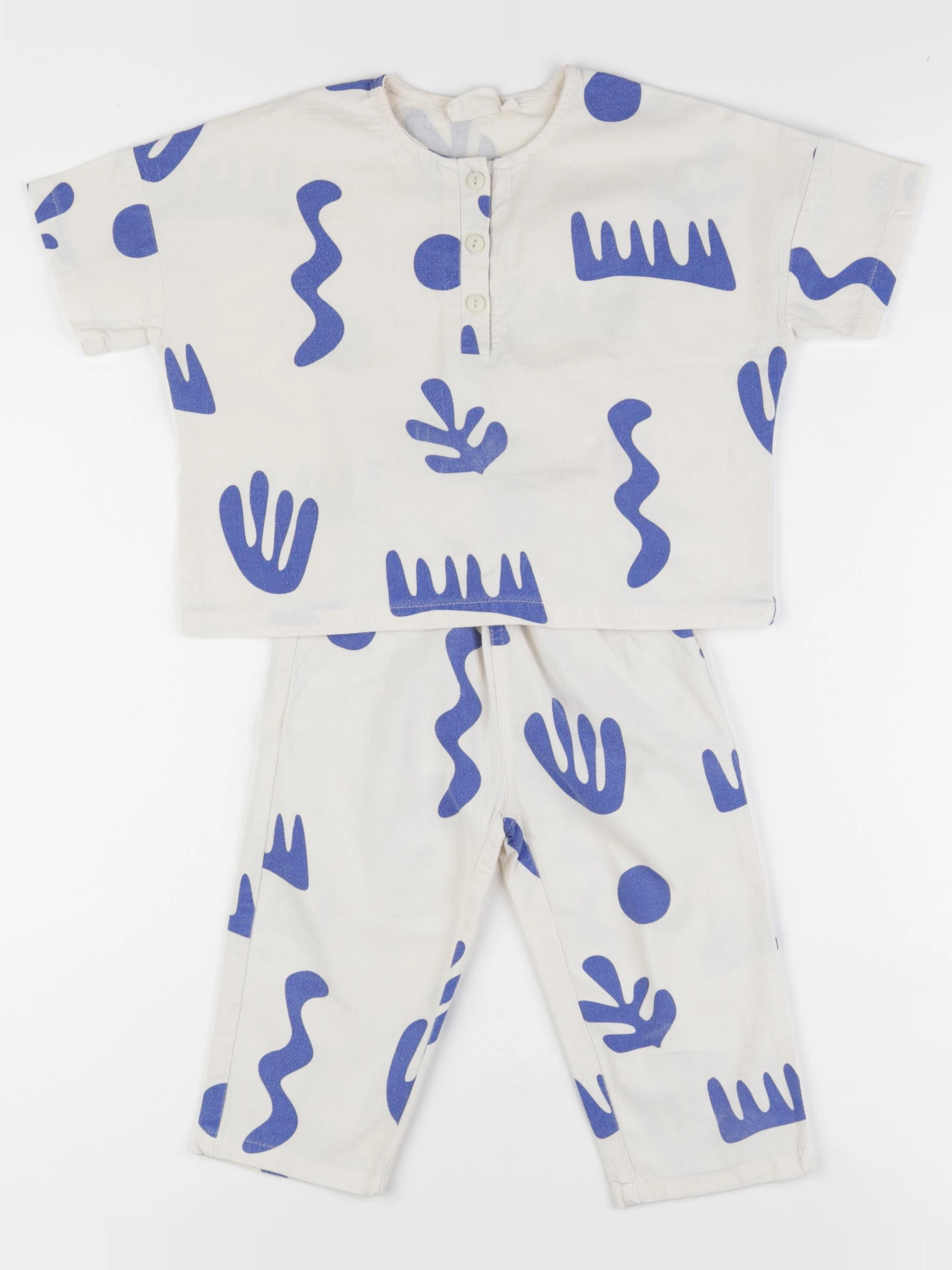 Gamin gamine - ensemble beige, bleu - 12/18 mois