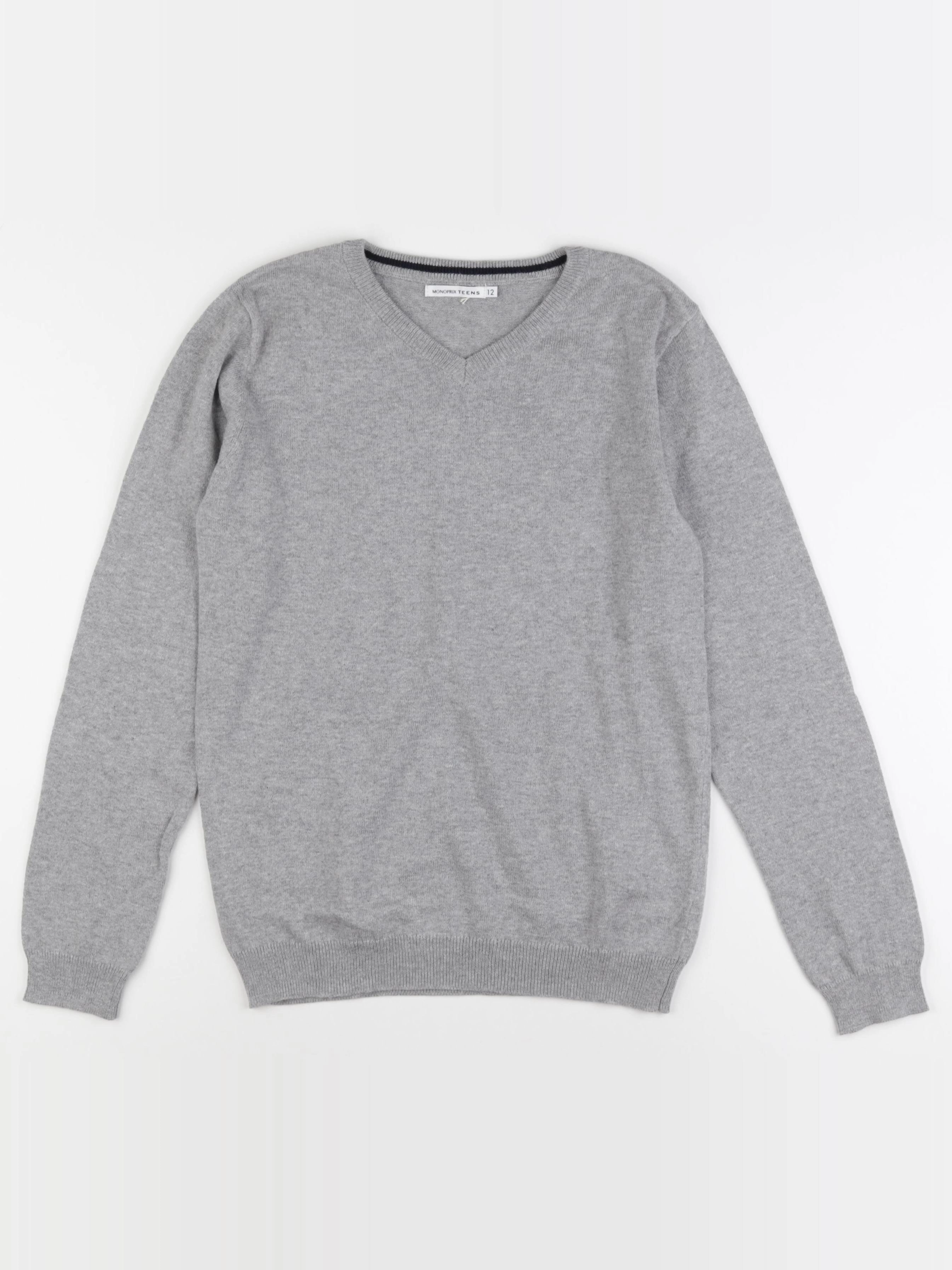 Monoprix - pull gris - 12 ans