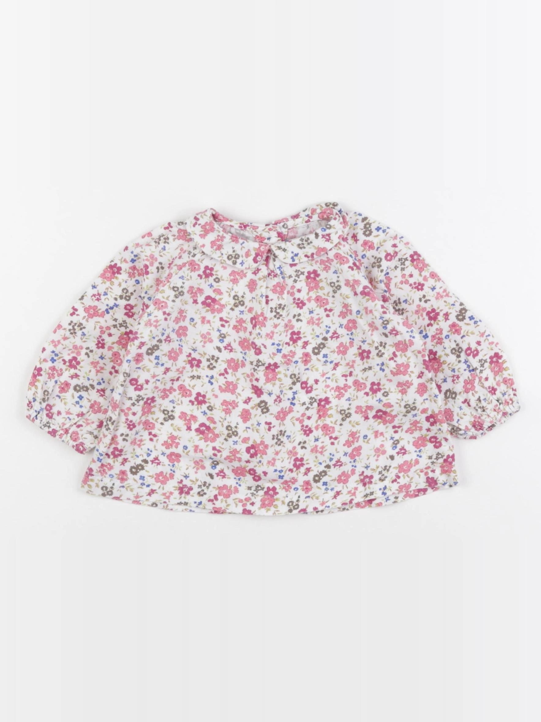 Petit Bateau - blouse blanc, rose - 6 mois