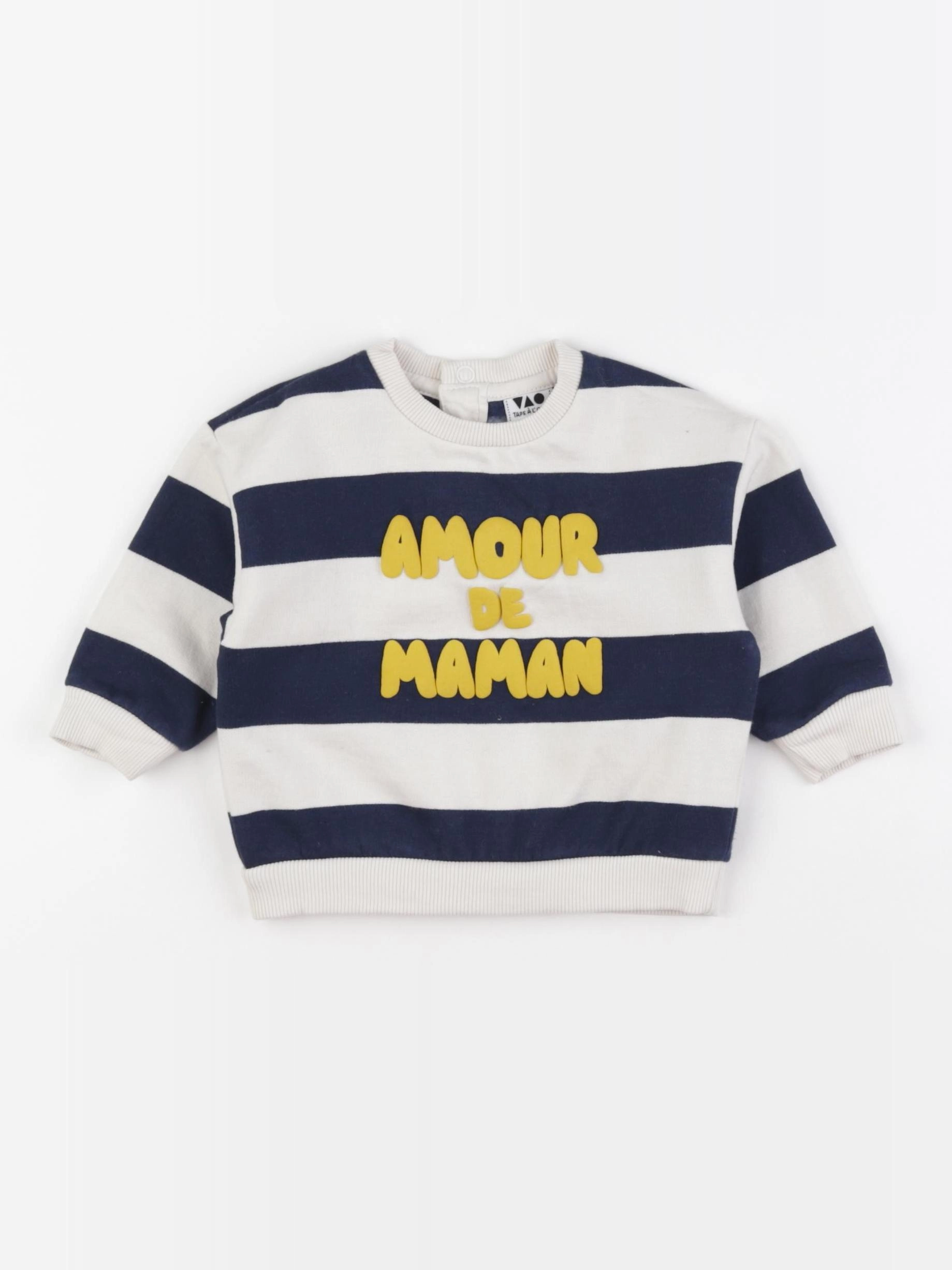 Tape à l'oeil - sweat blanc, bleu - 9 mois
