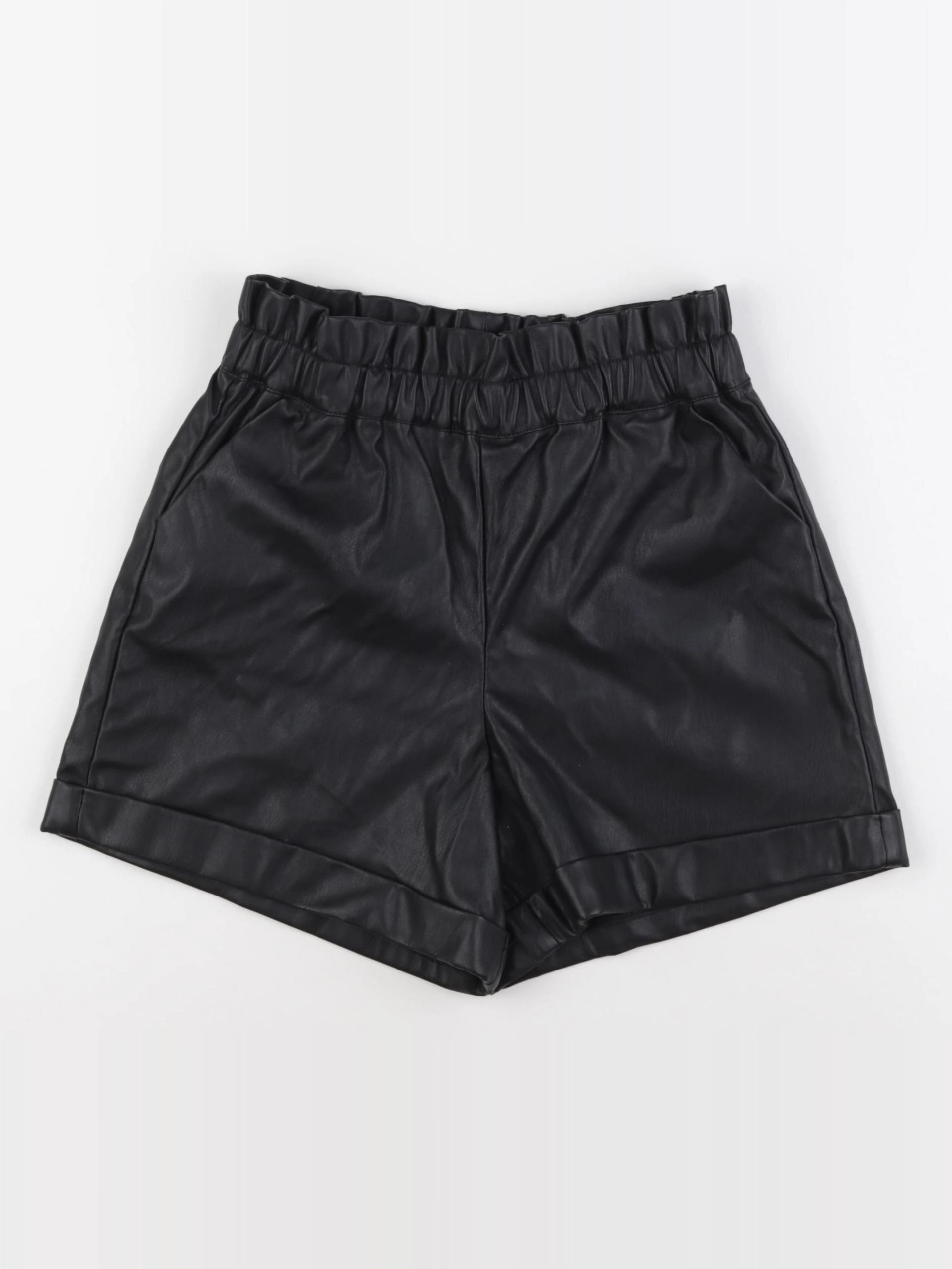 Vertbaudet - short noir simili cuir - 11/12 ans