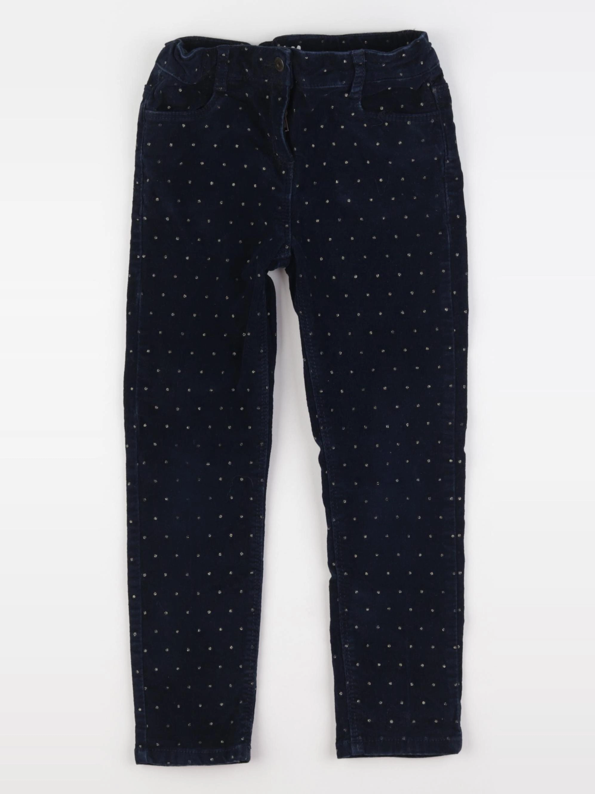 Vertbaudet - pantalon bleu, or - 7 ans