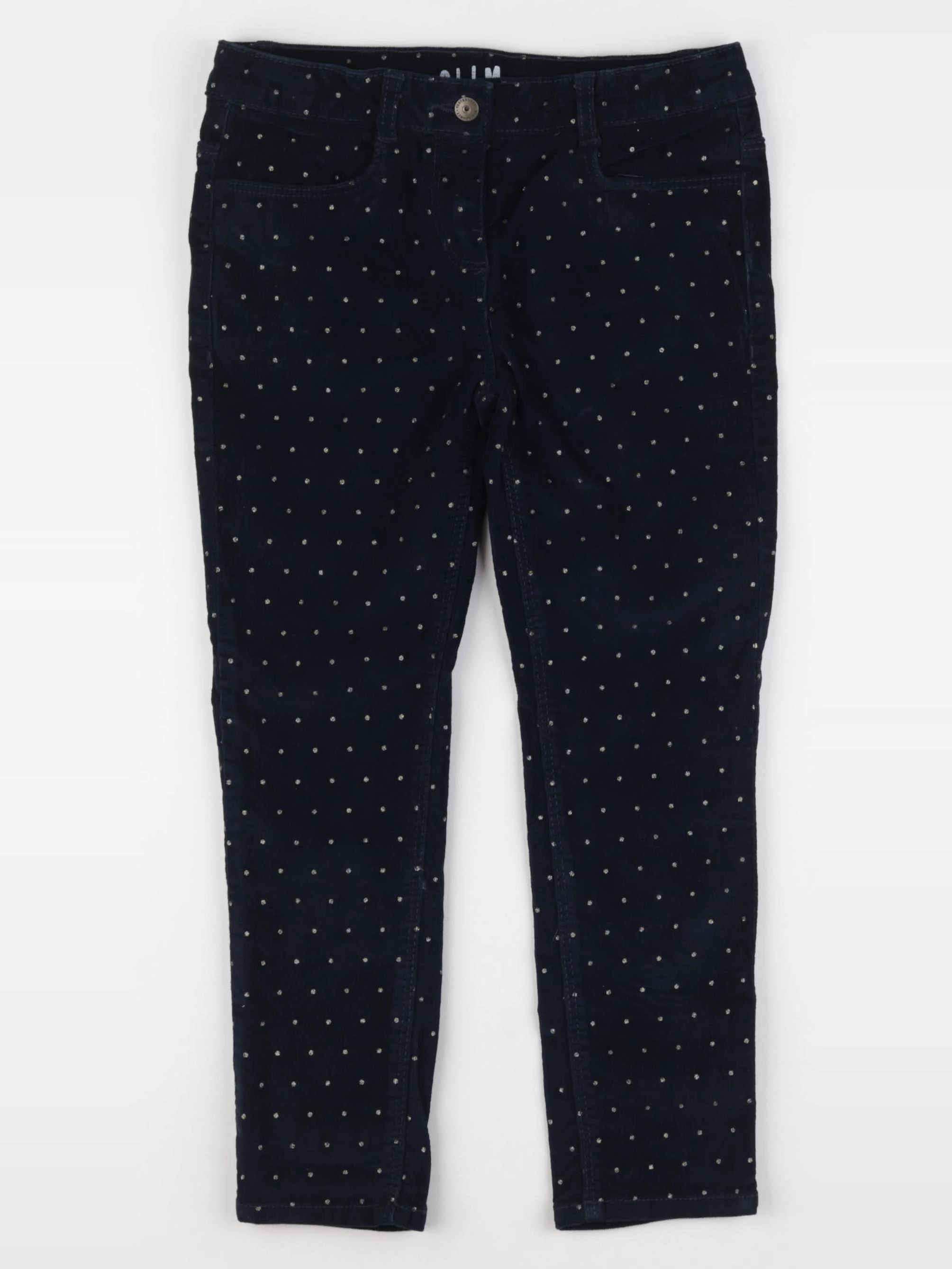 Vertbaudet - pantalon bleu, or - 7 ans