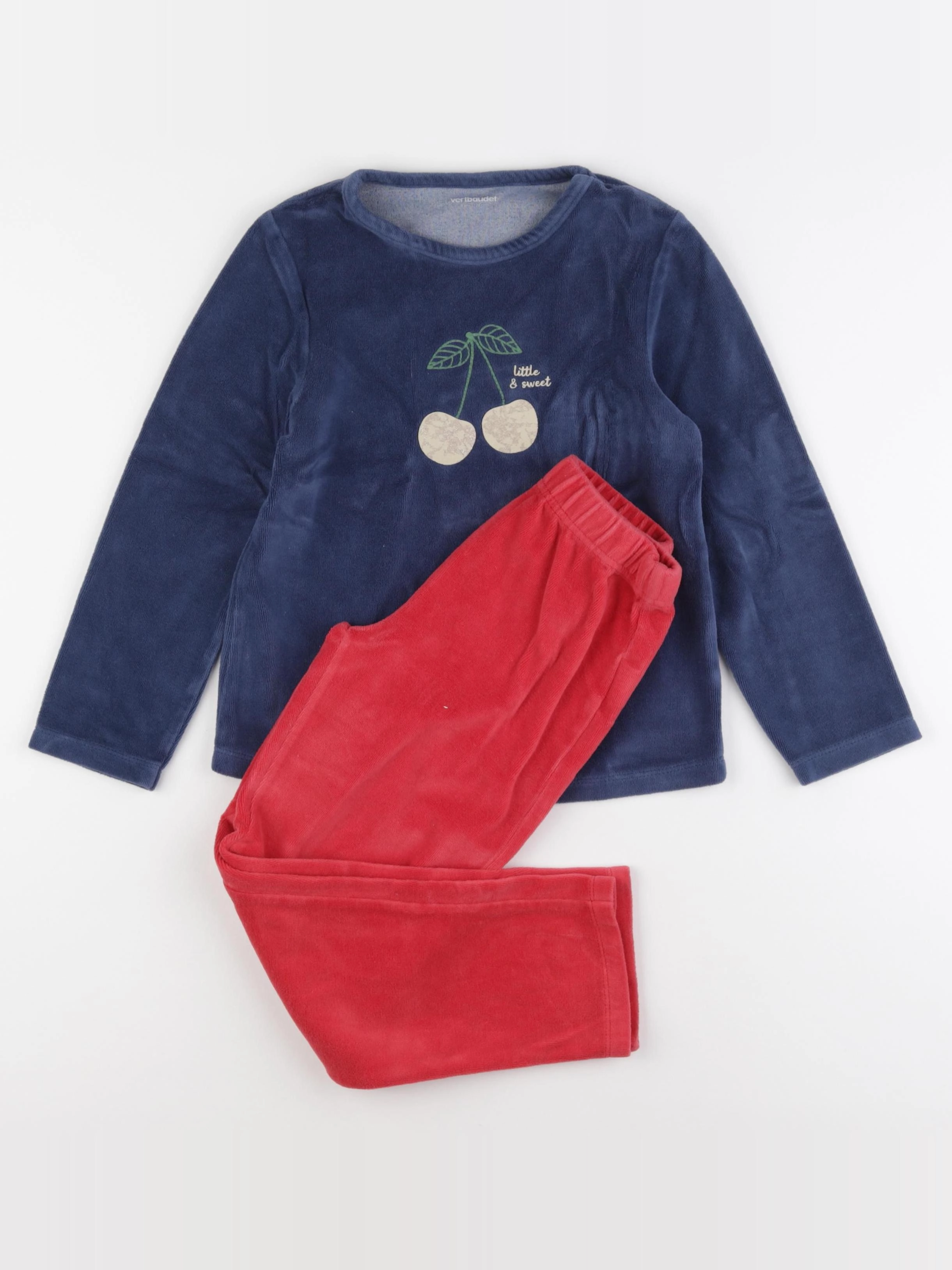 Vertbaudet - pyjama velours rouge, bleu - 8 ans