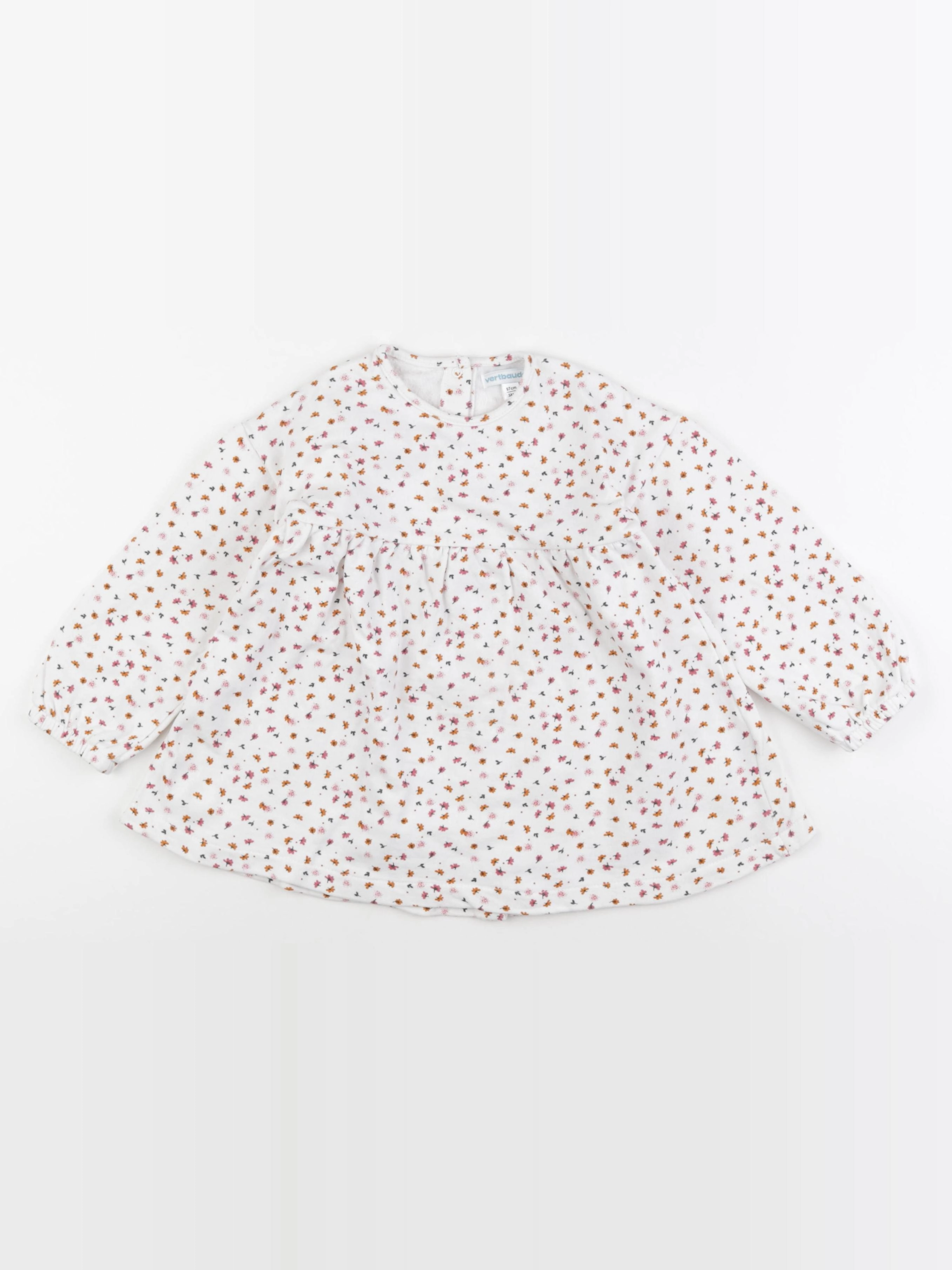 Vertbaudet - robe blanc, rose - 3 ans