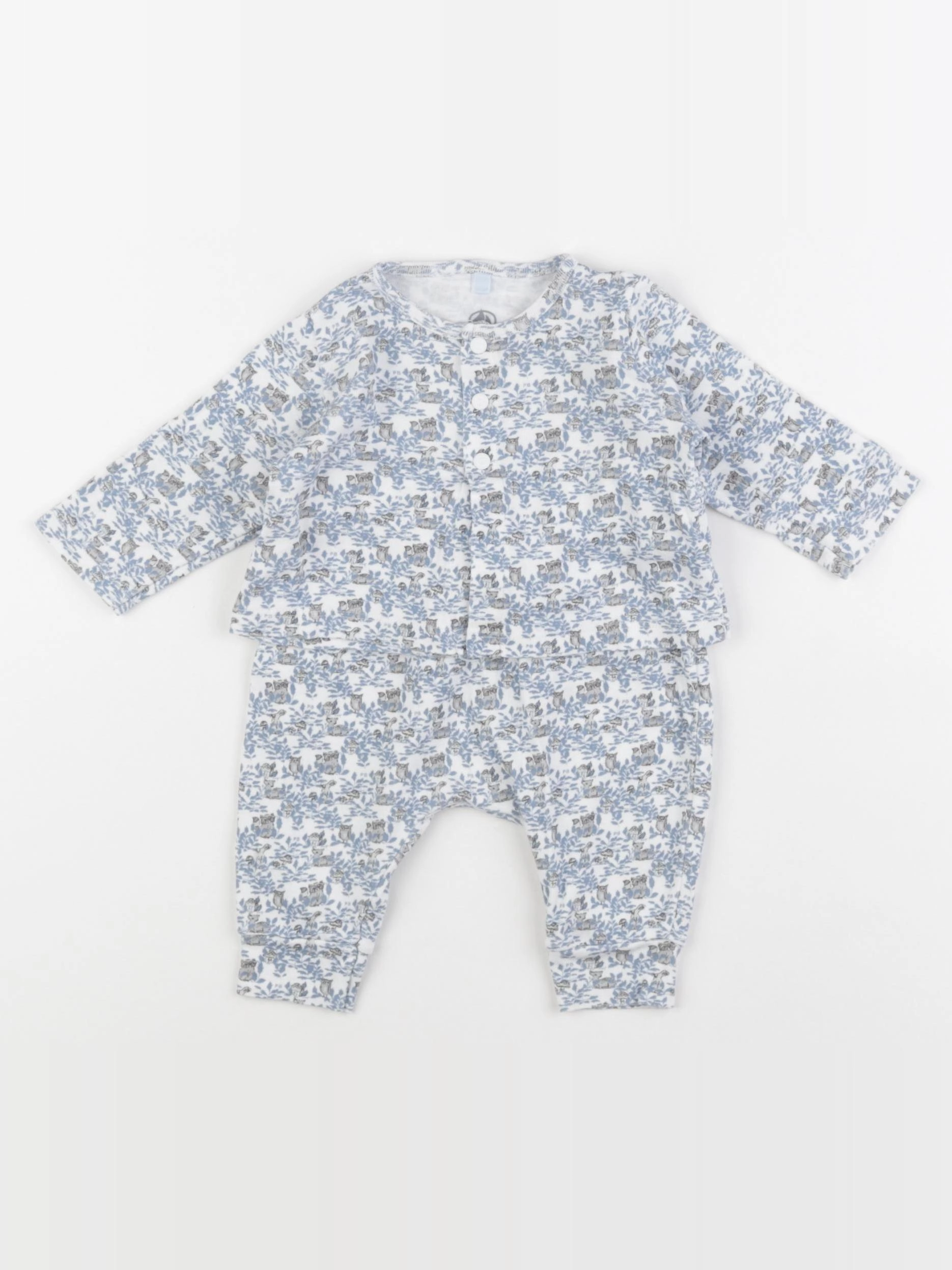 Petit Bateau - ensemble bleu, blanc - 3 mois