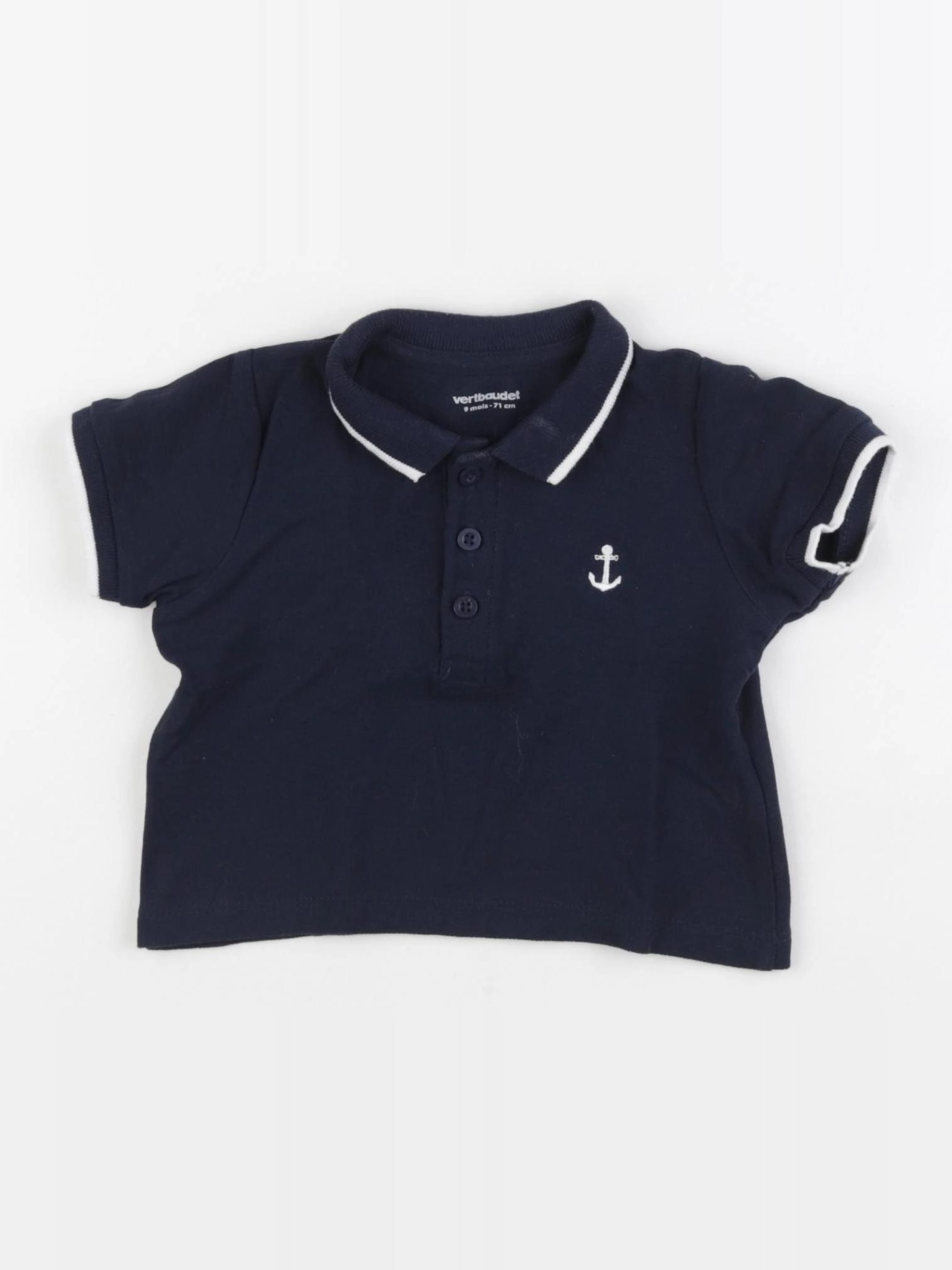 Vertbaudet - polo bleu - 9 mois