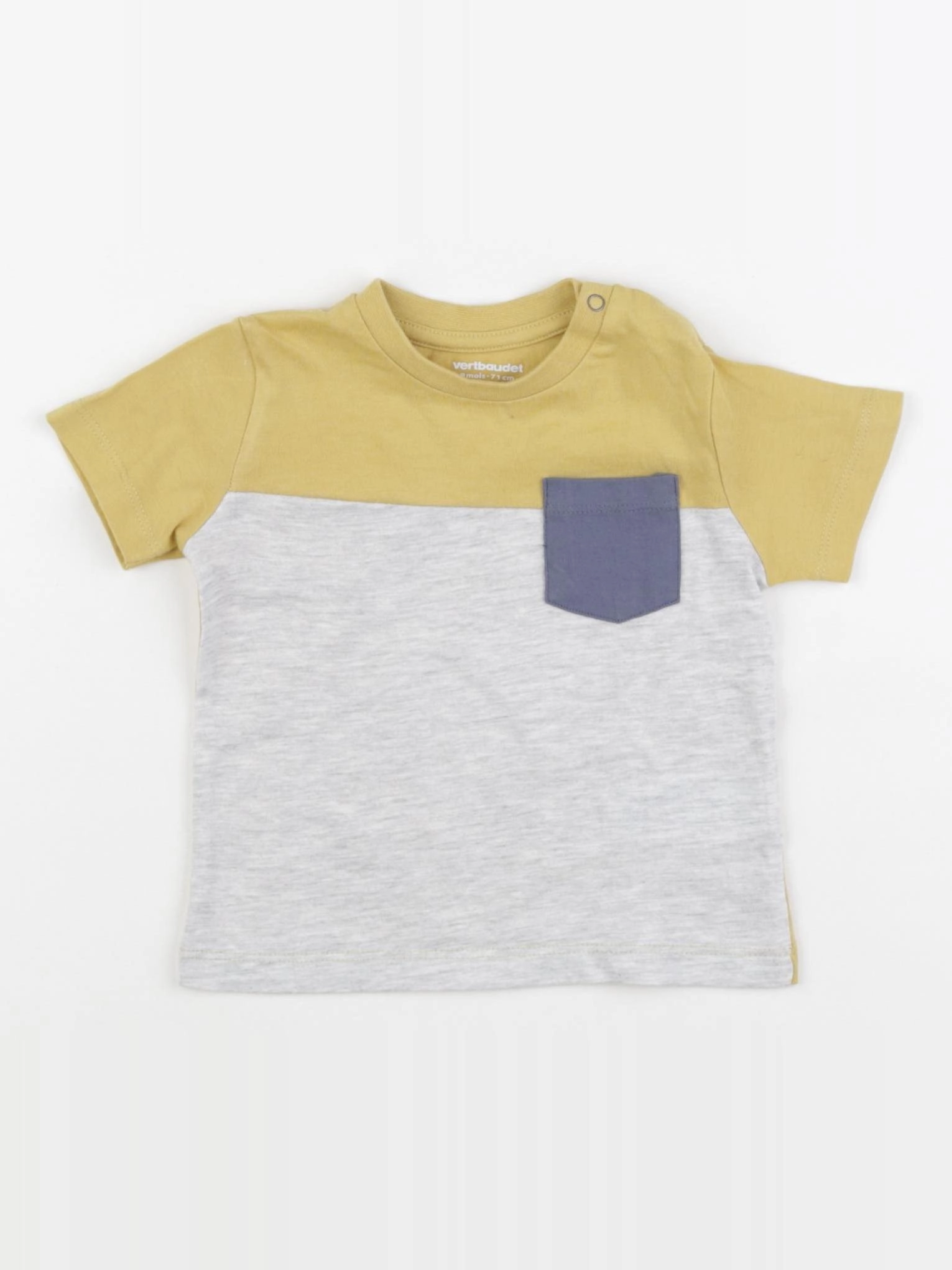 Vertbaudet - tee-shirt jaune, gris - 9 mois