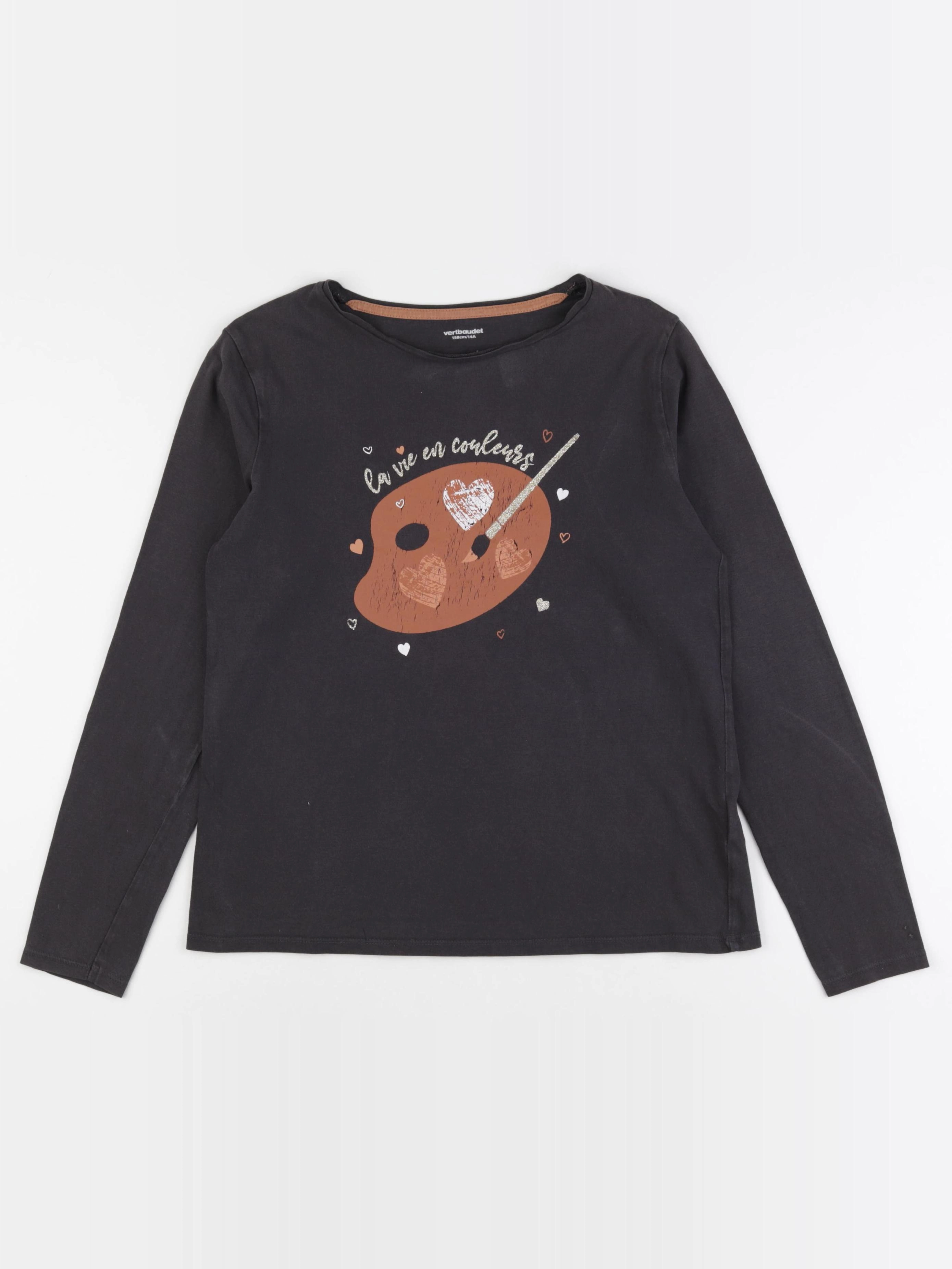 Vertbaudet - tee-shirt gris - 14 ans