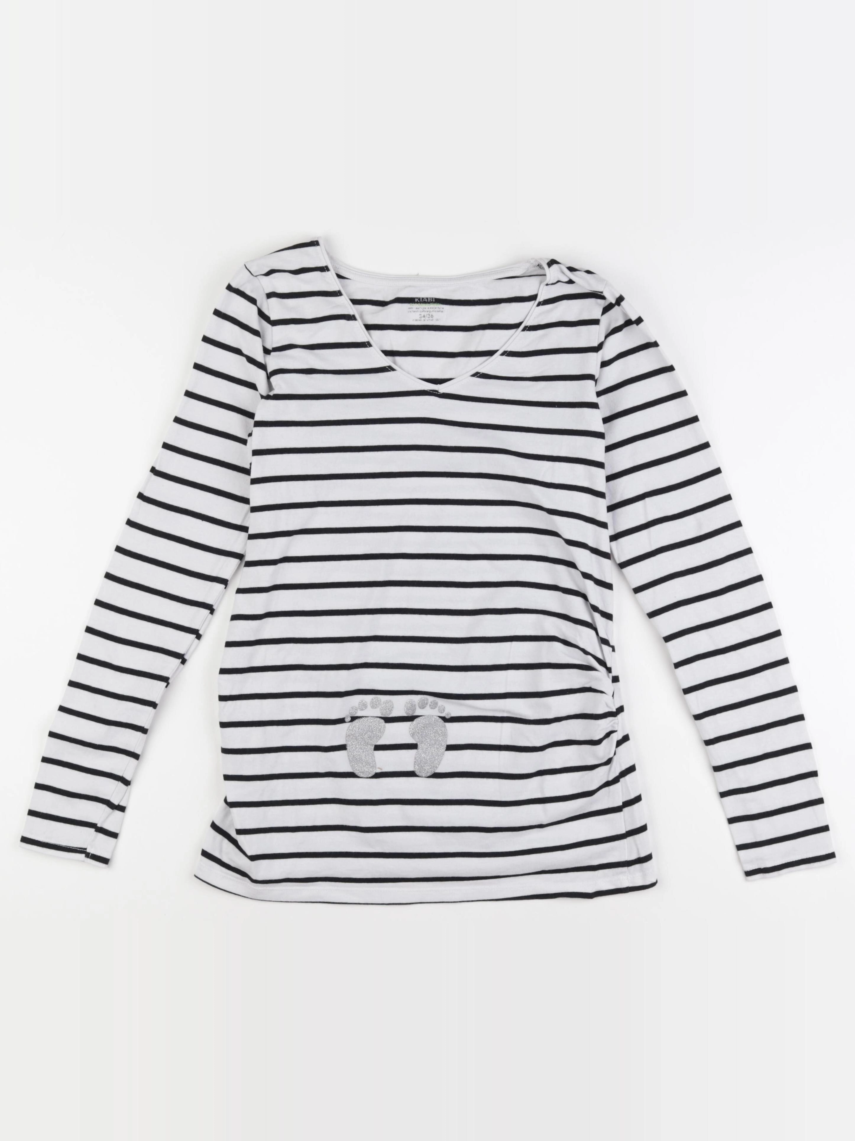 Kiabi - tee-shirt grossesse blanc, bleu - 34 à 36