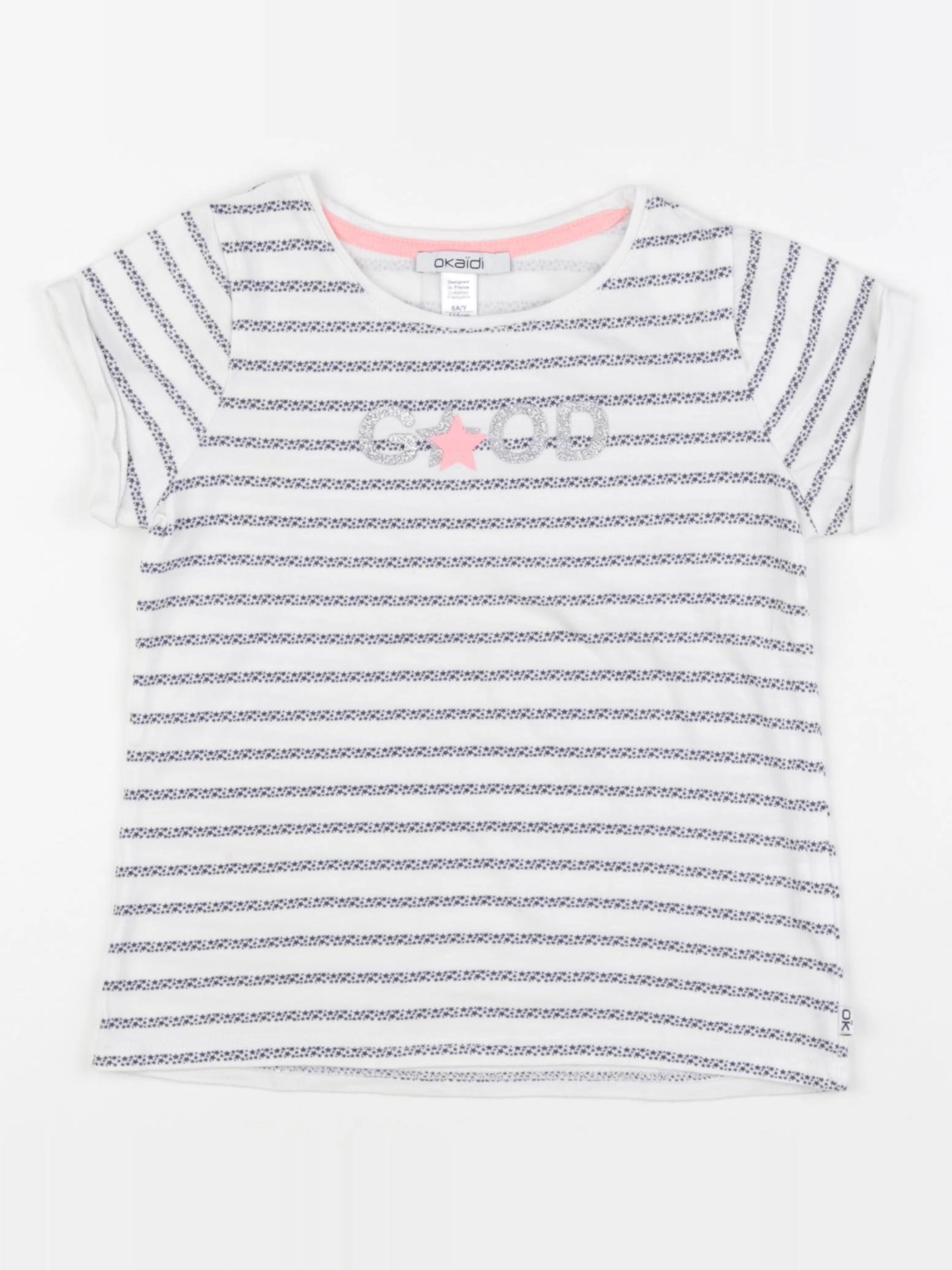 Okaidi - tee-shirt blanc, bleu - 6 ans