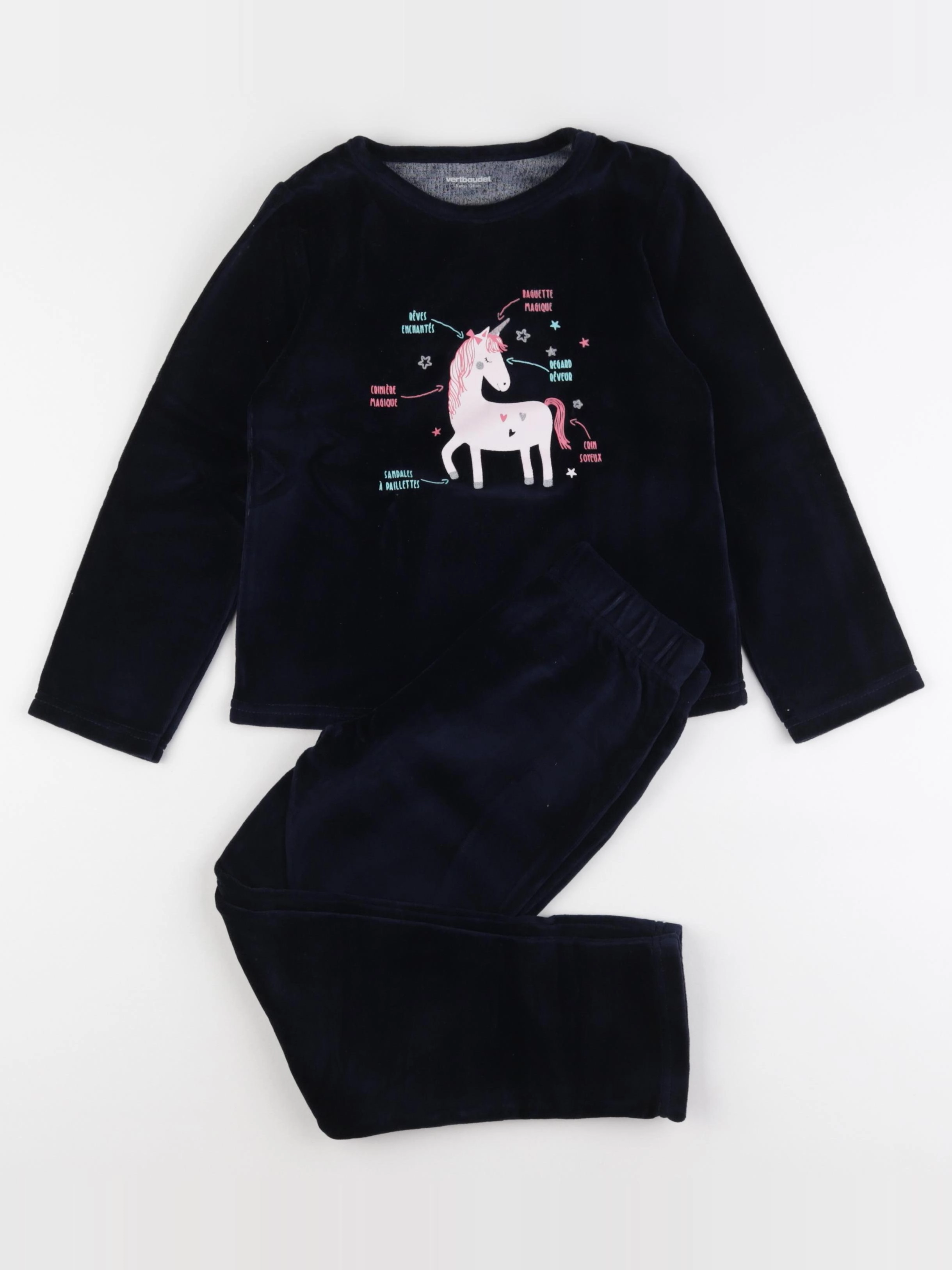 Vertbaudet - pyjama velours bleu - 8 ans