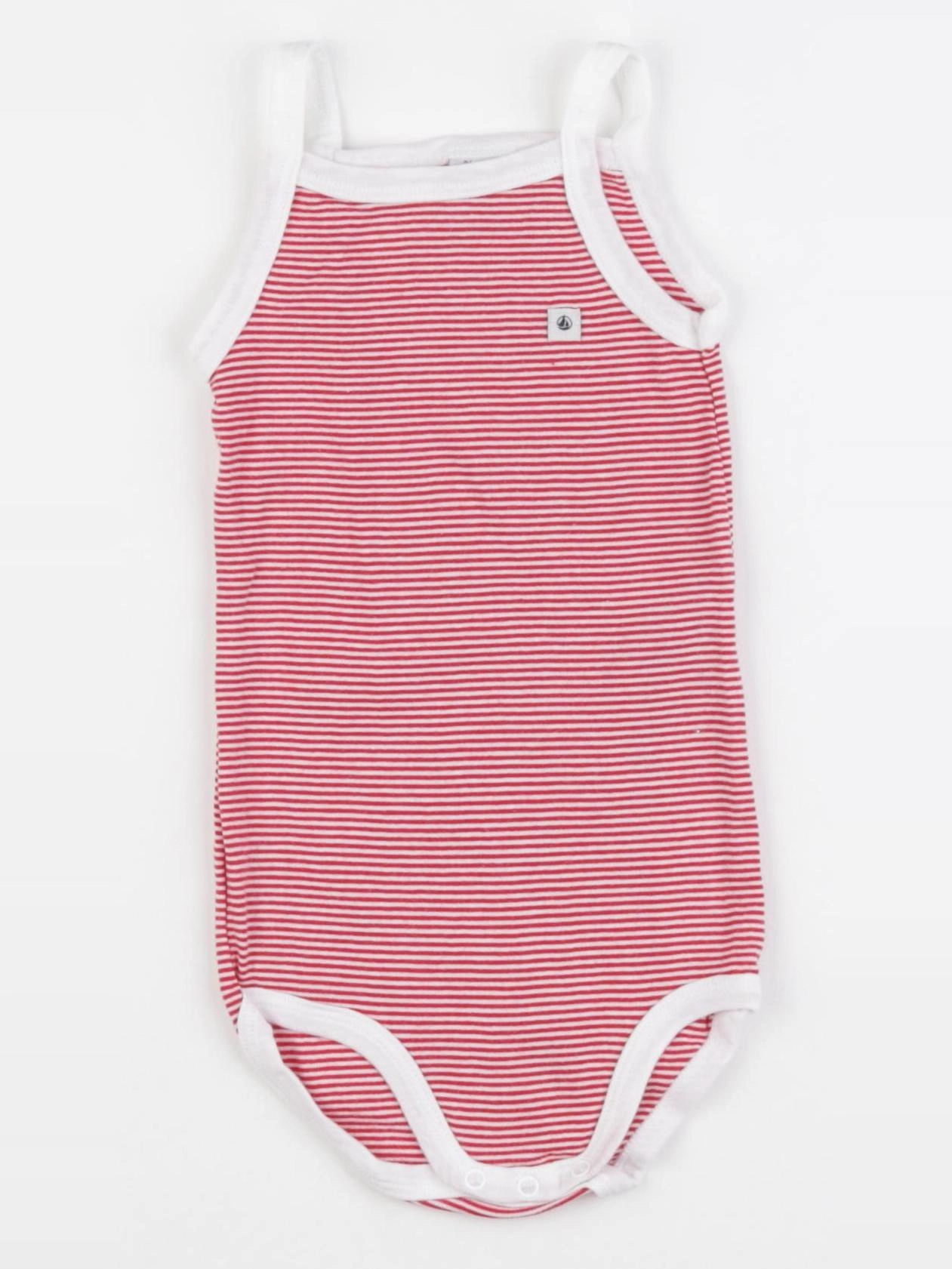 Petit Bateau - body rouge, blanc - 24 mois