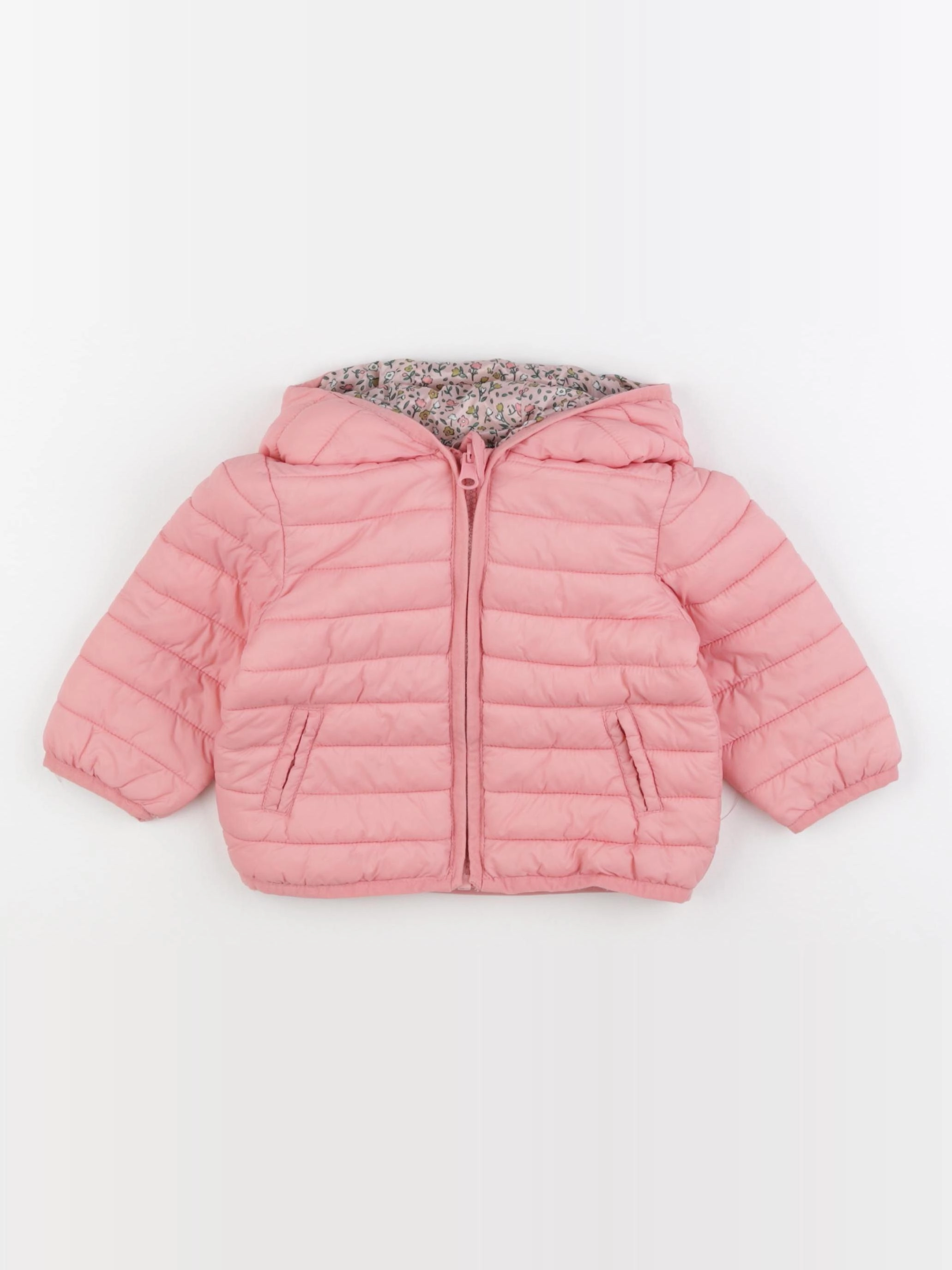 Vertbaudet - doudoune réversible rose - 9 mois