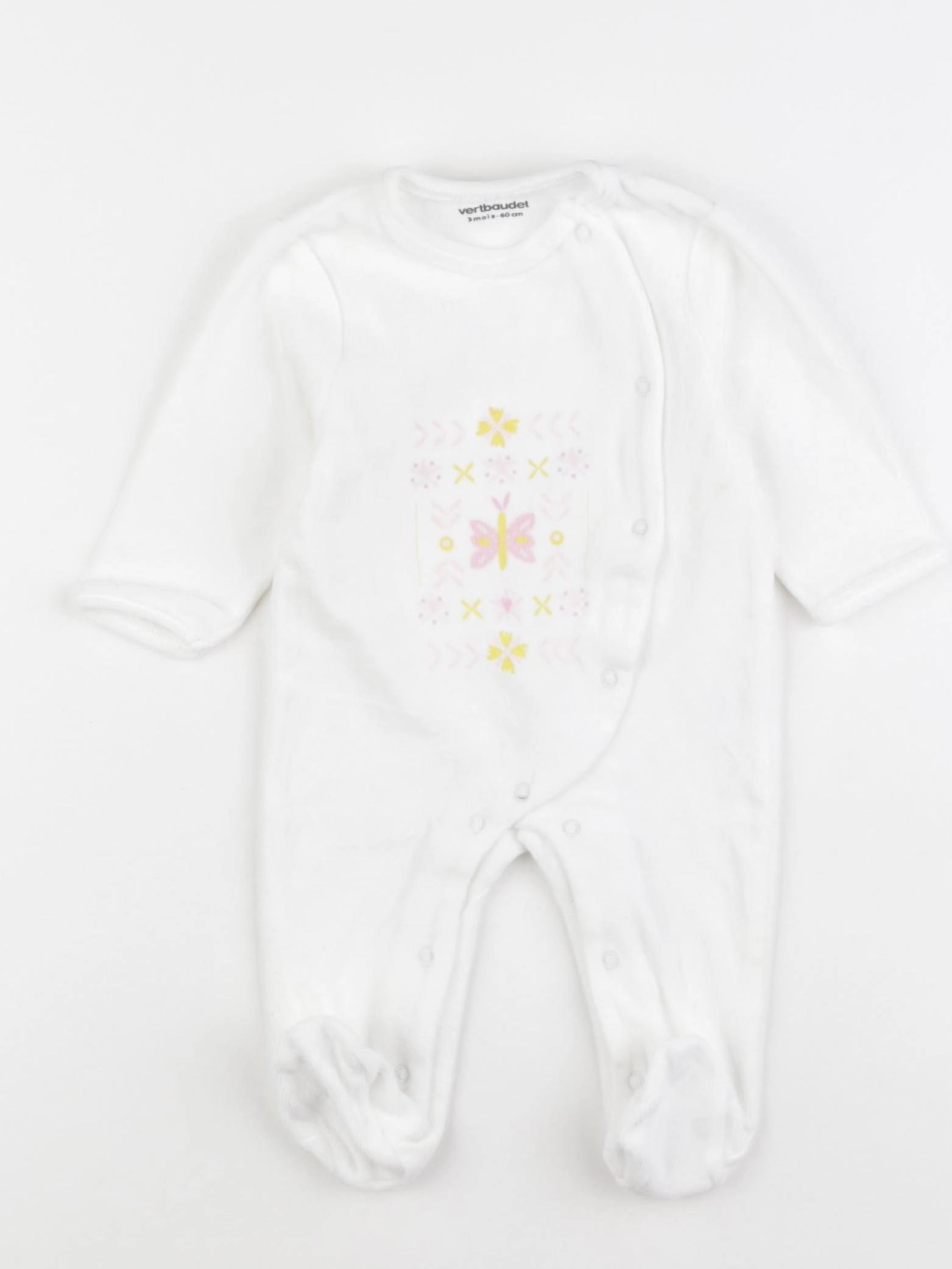 Vertbaudet - pyjama velours blanc - 3 mois