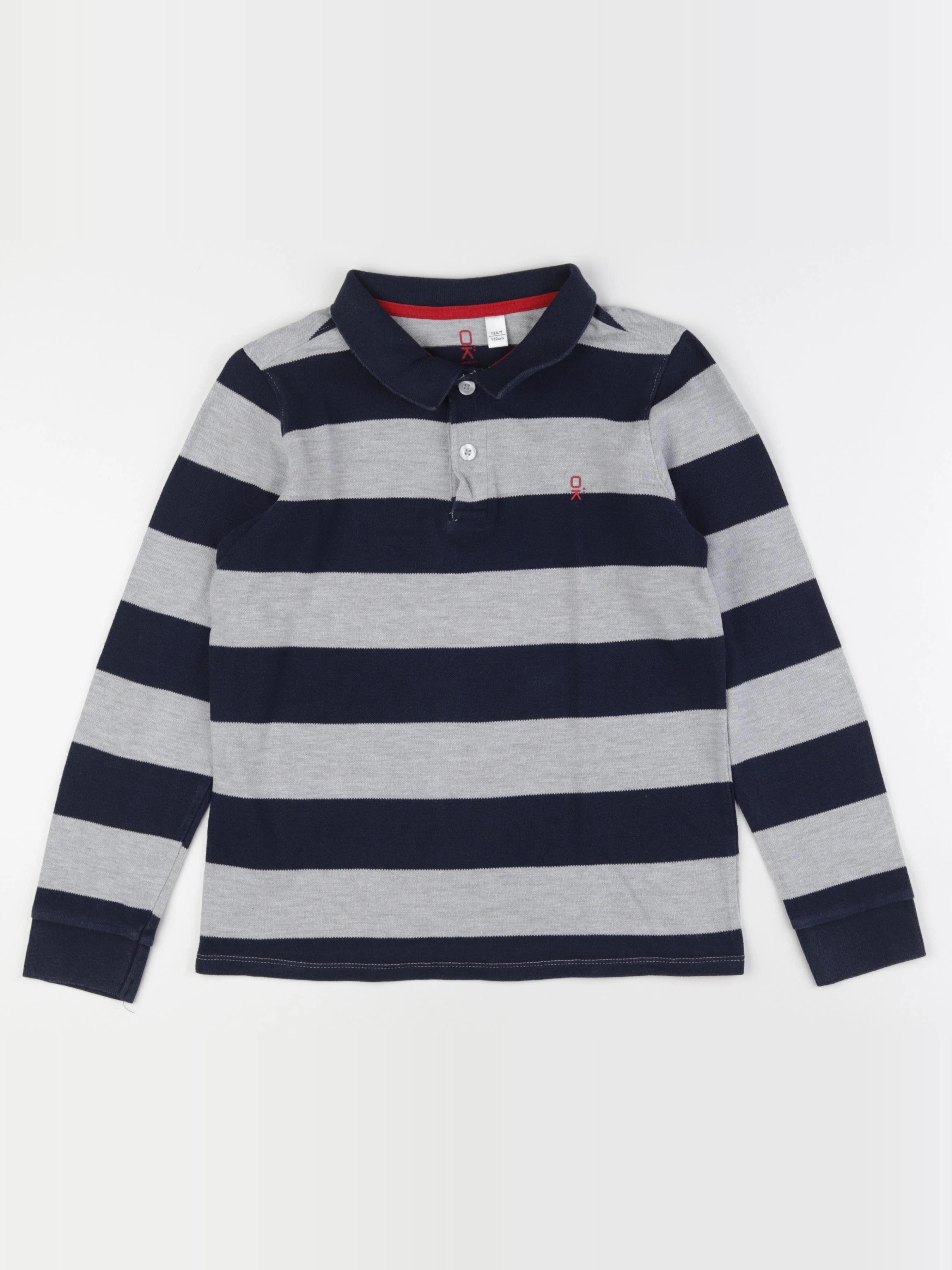 Okaidi - polo bleu, gris - 12 ans
