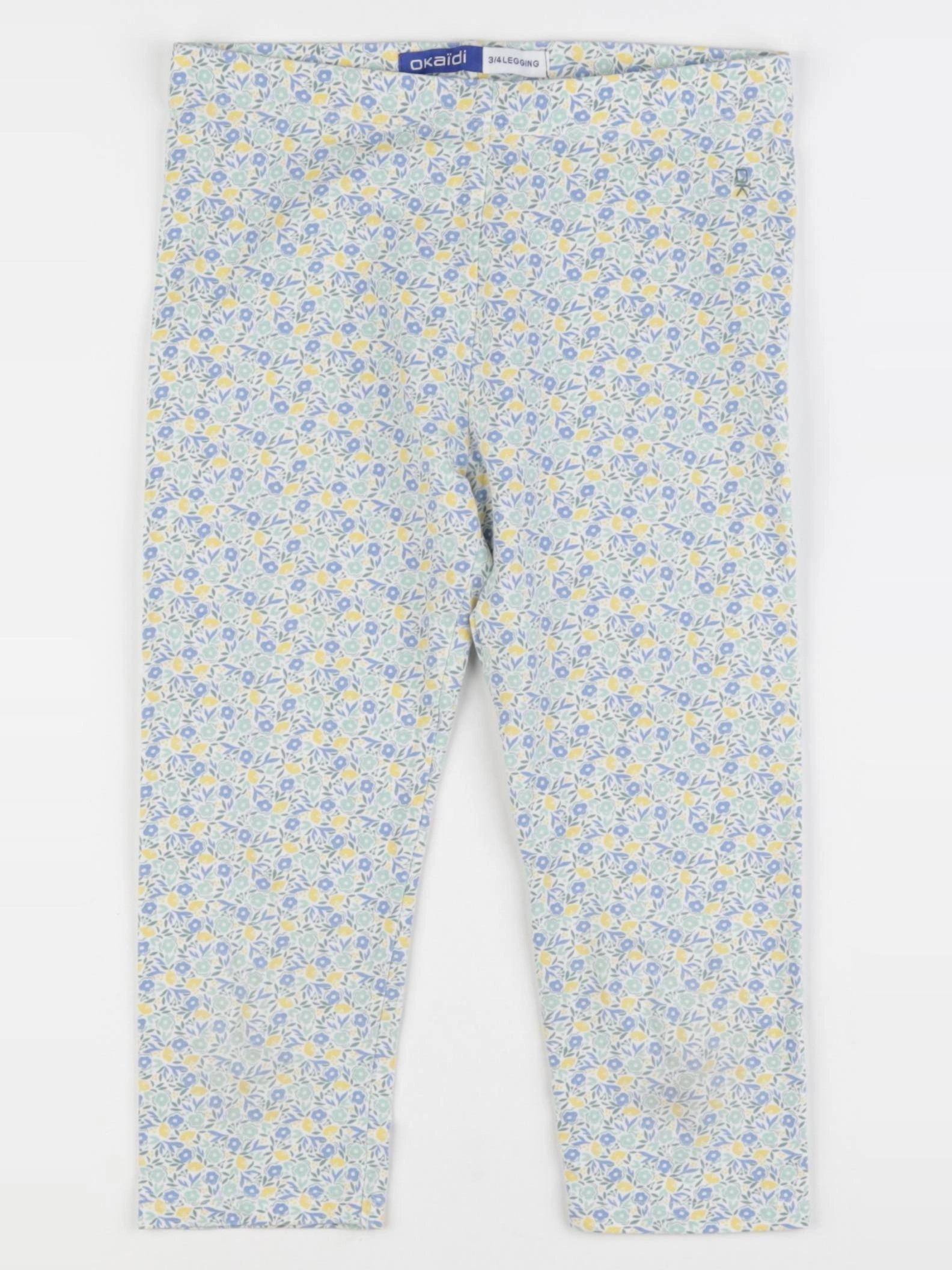 Okaidi - legging court bleu, jaune - 10 ans