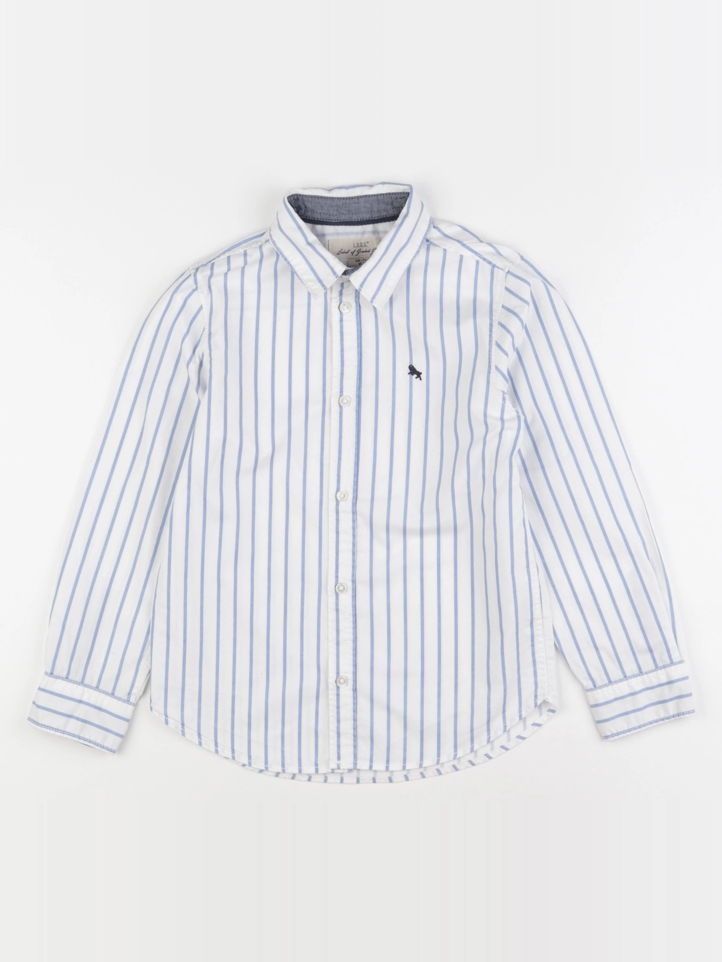 H&M - chemise blanc, bleu - 7/8 ans