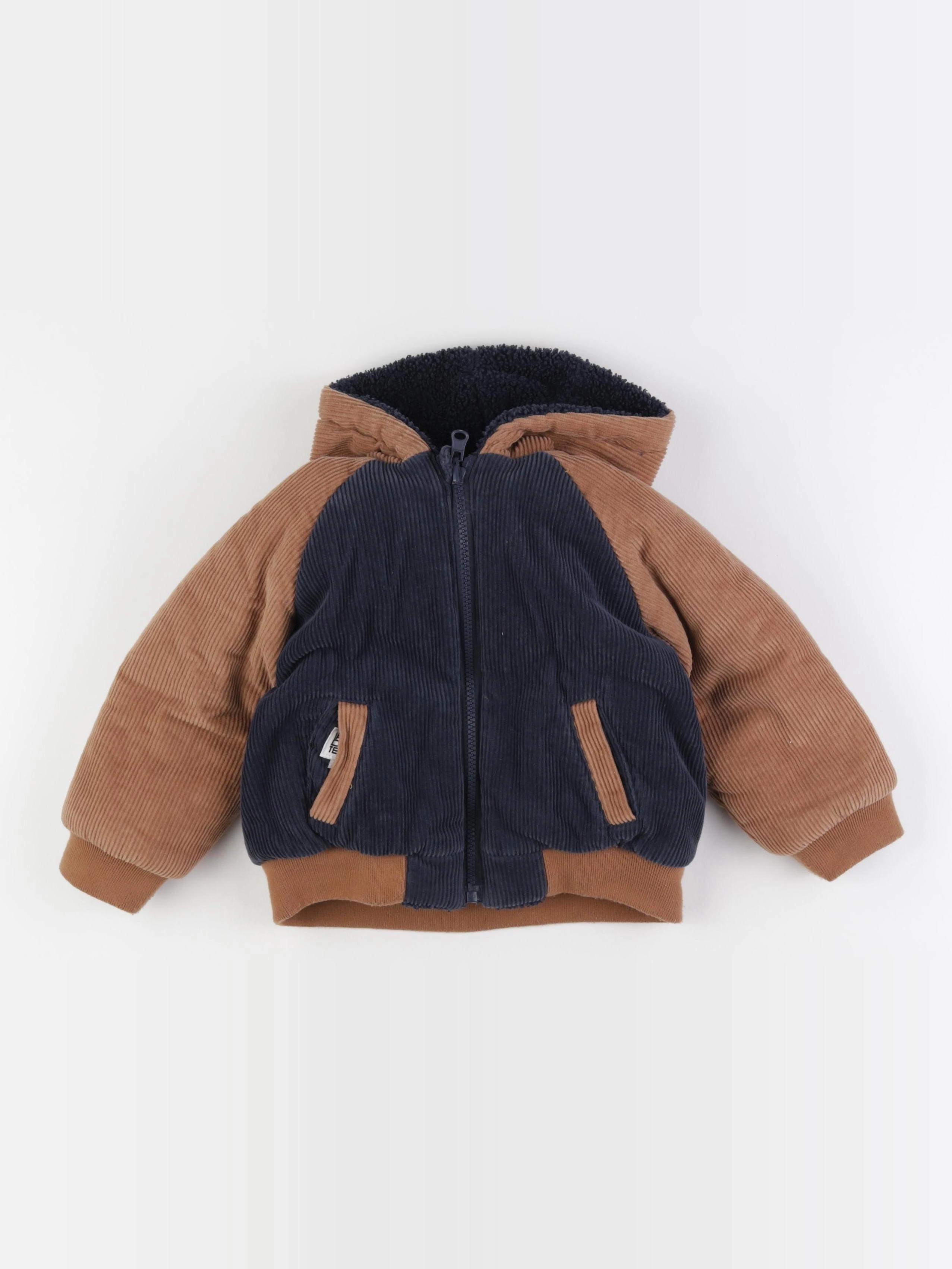 La Redoute - veste réversible, doublé bleu, marron - 3 ans