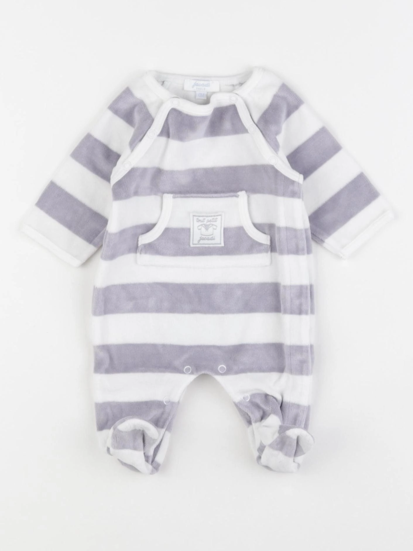 Jacadi - pyjama velours gris - 0 mois