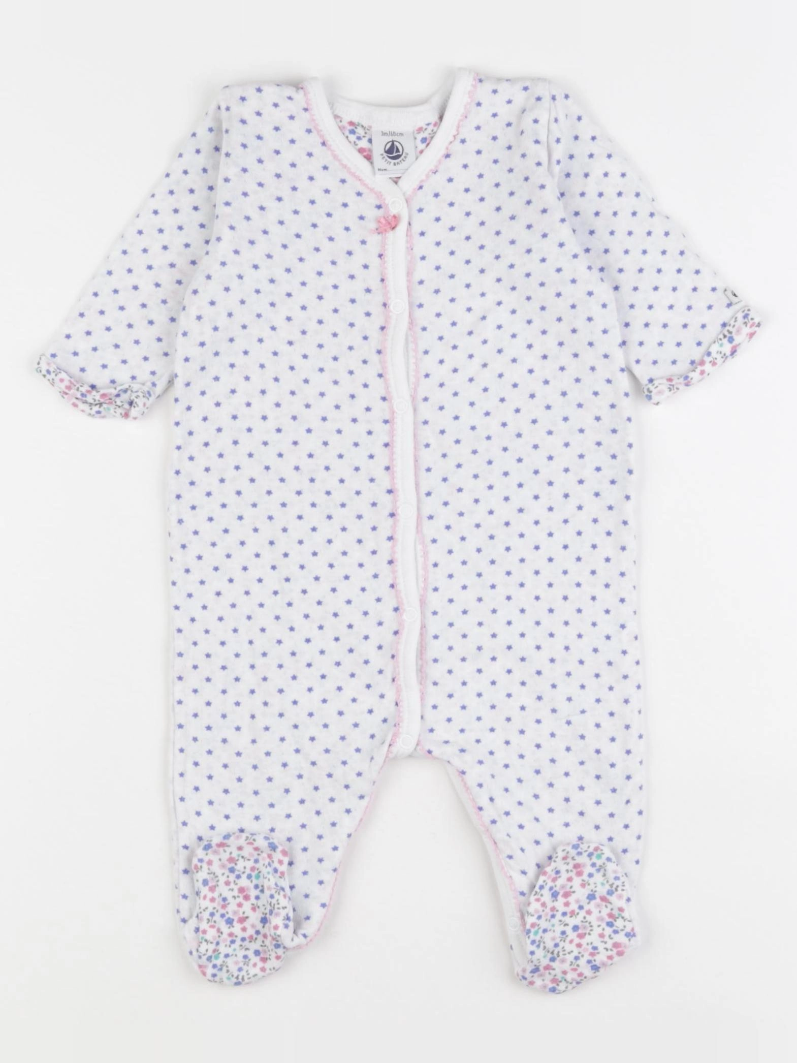 Petit Bateau - pyjama coton bleu - 3 mois