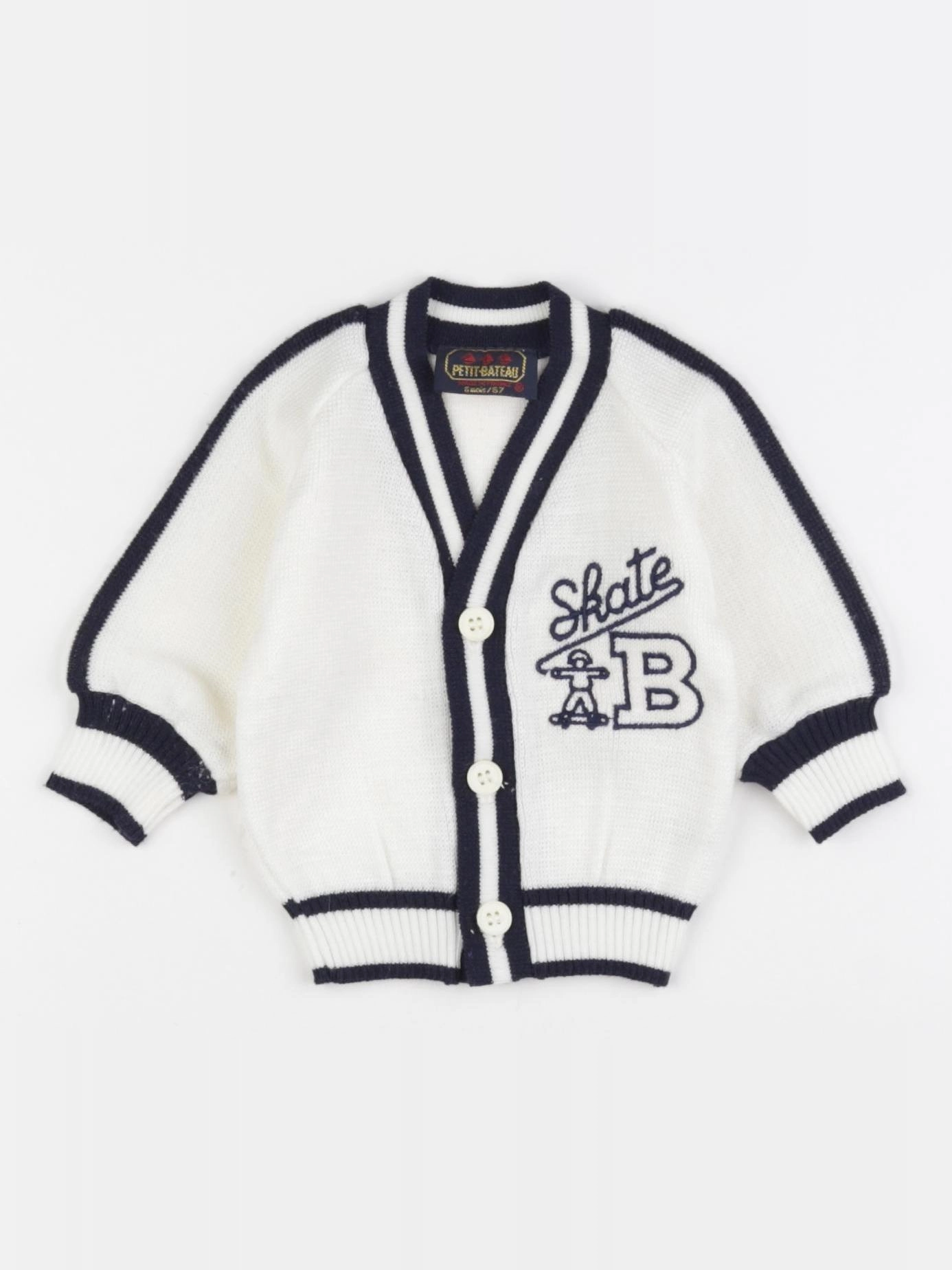 Petit Bateau - gilet blanc - 6 mois