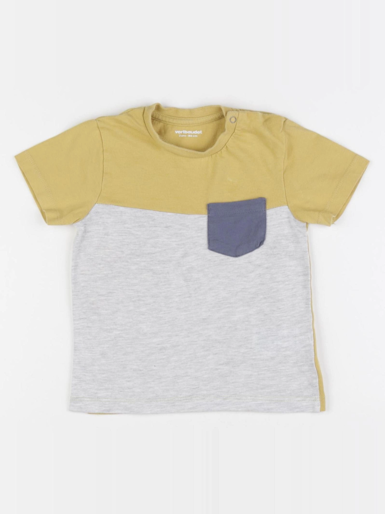 Vertbaudet - tee-shirt jaune, gris - 2 ans