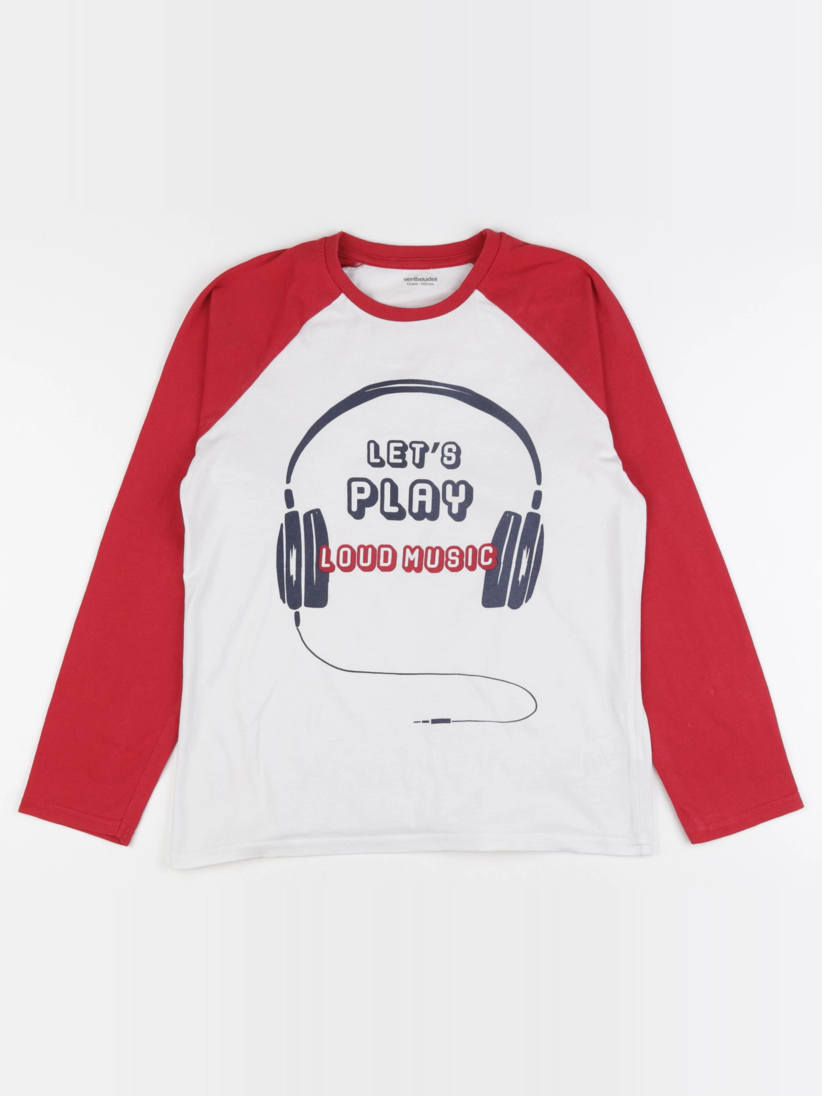 Vertbaudet - tee-shirt blanc, rouge - 12 ans
