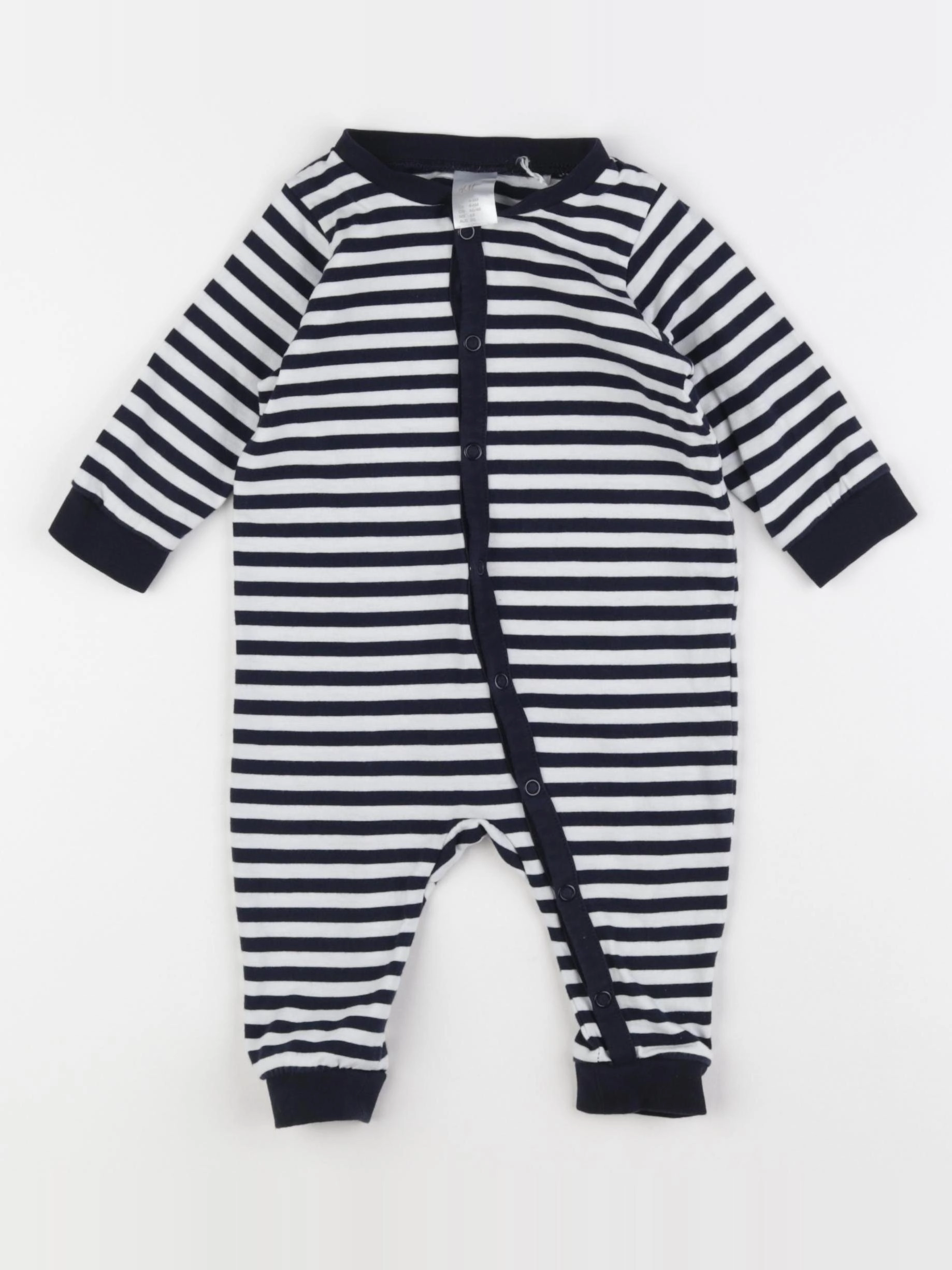 H&M - pyjama coton blanc, bleu - 6 mois