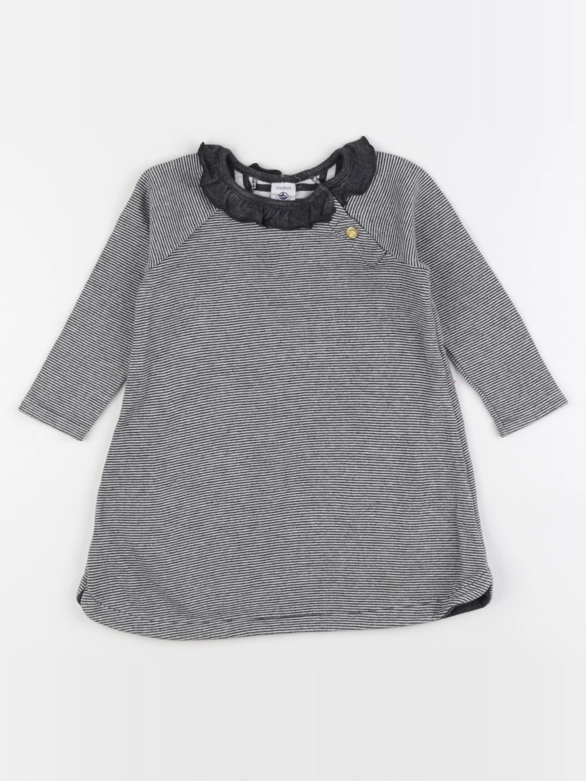 Petit Bateau - robe bleu, blanc - 24 mois