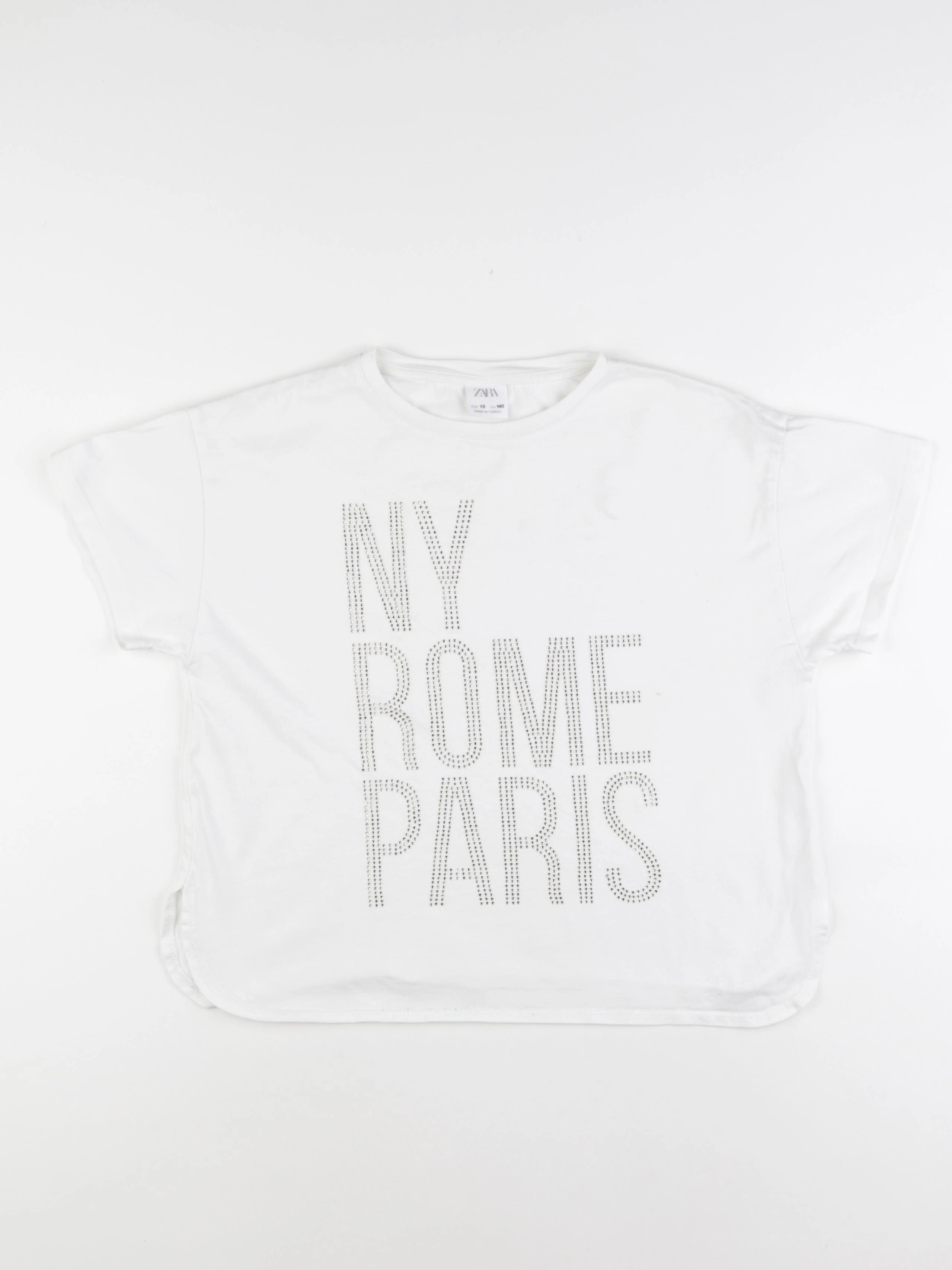 Zara - tee-shirt blanc, or - 10 ans